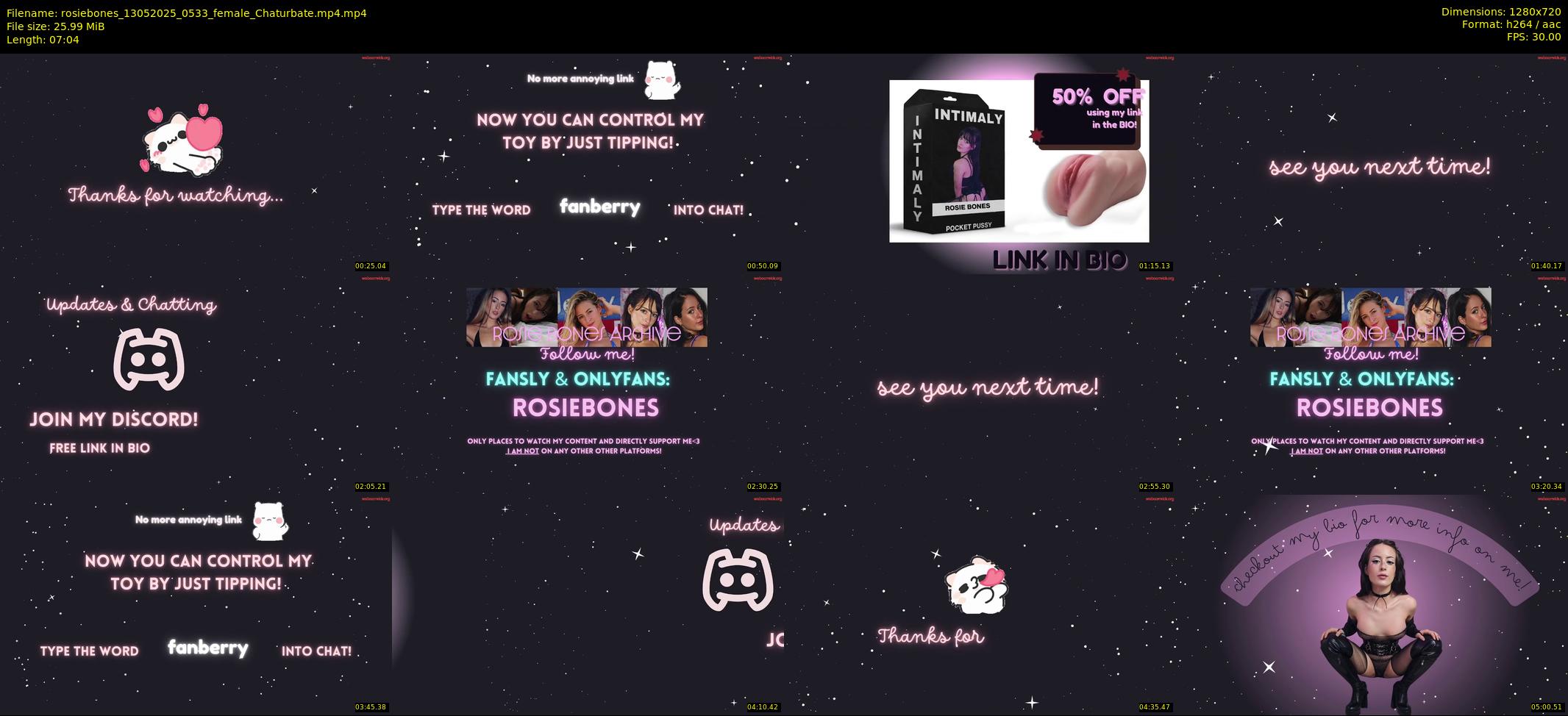 rosiebones — 8 minute Chaturbate female cam show recording, 720p, May 13, 2025