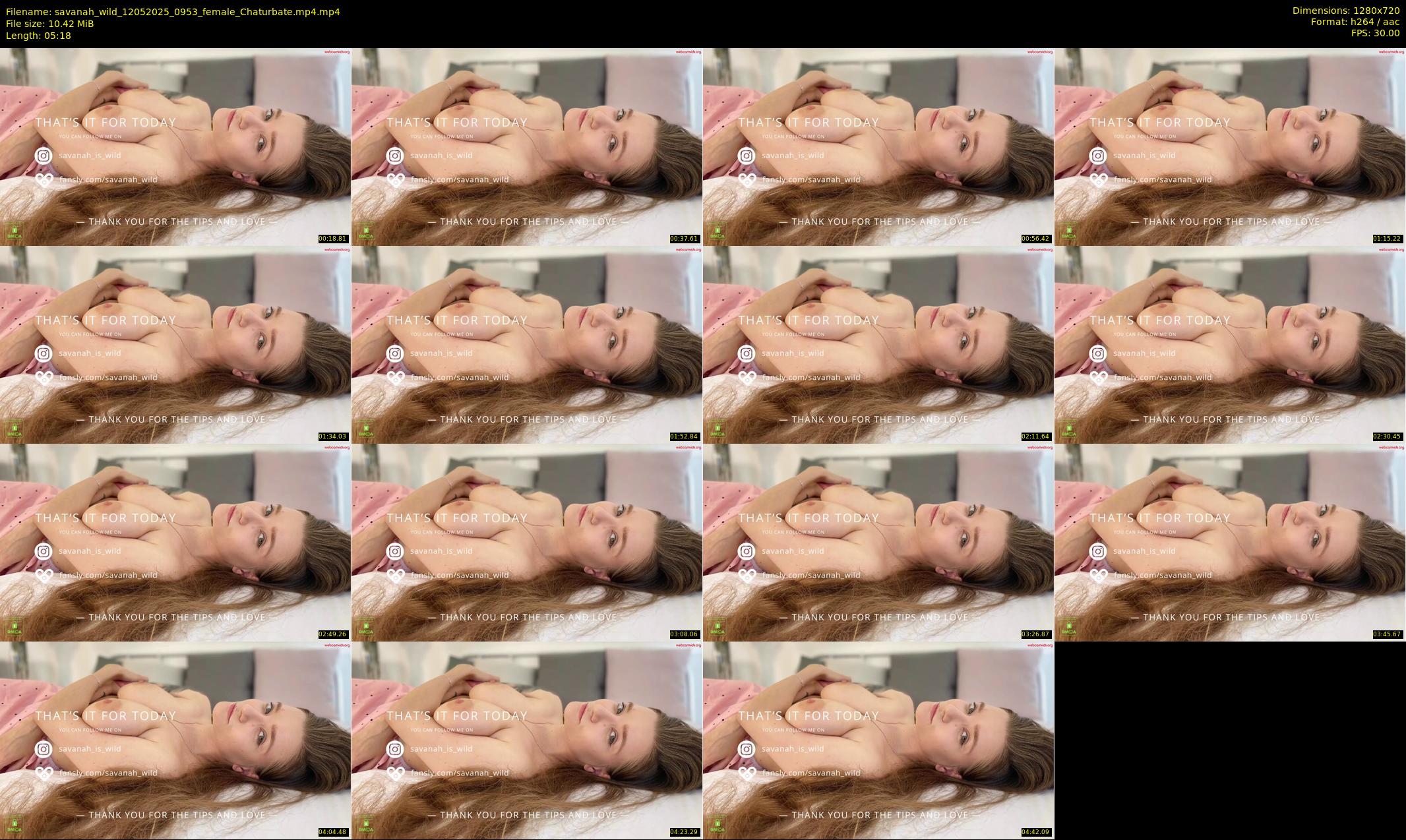 savanah_wild — 6 minute Chaturbate female cam show recording, 720p, May 12, 2025