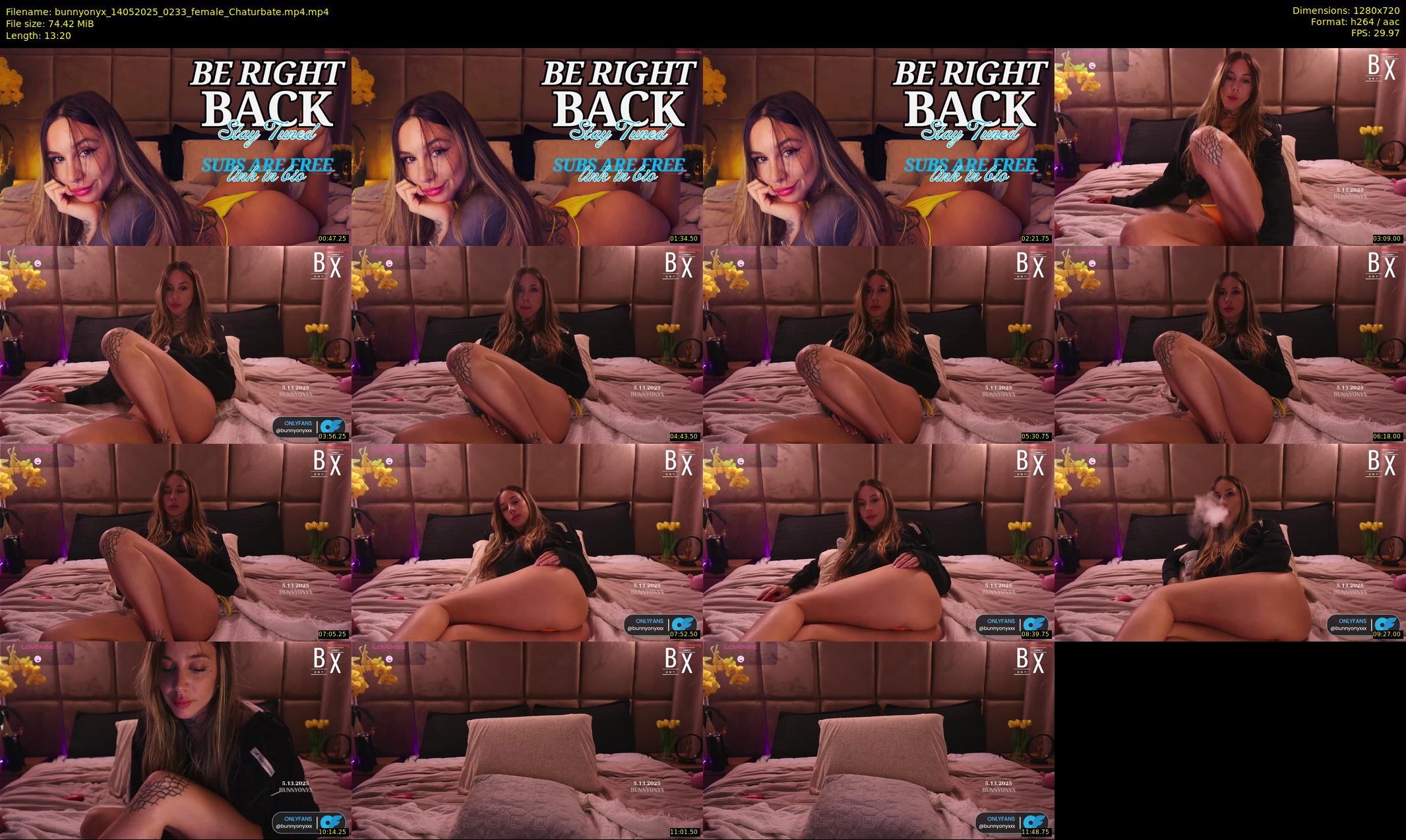 bunnyonyx — 14 minute Chaturbate female cam show recording, 720p, May 14, 2025