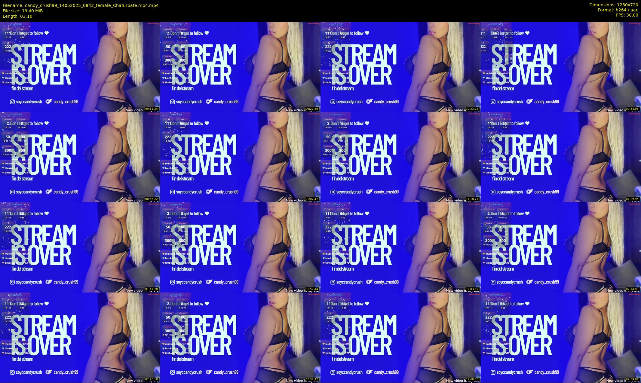 candy_crush99 — 4 minute Chaturbate female cam show recording, 720p, May 14, 2025