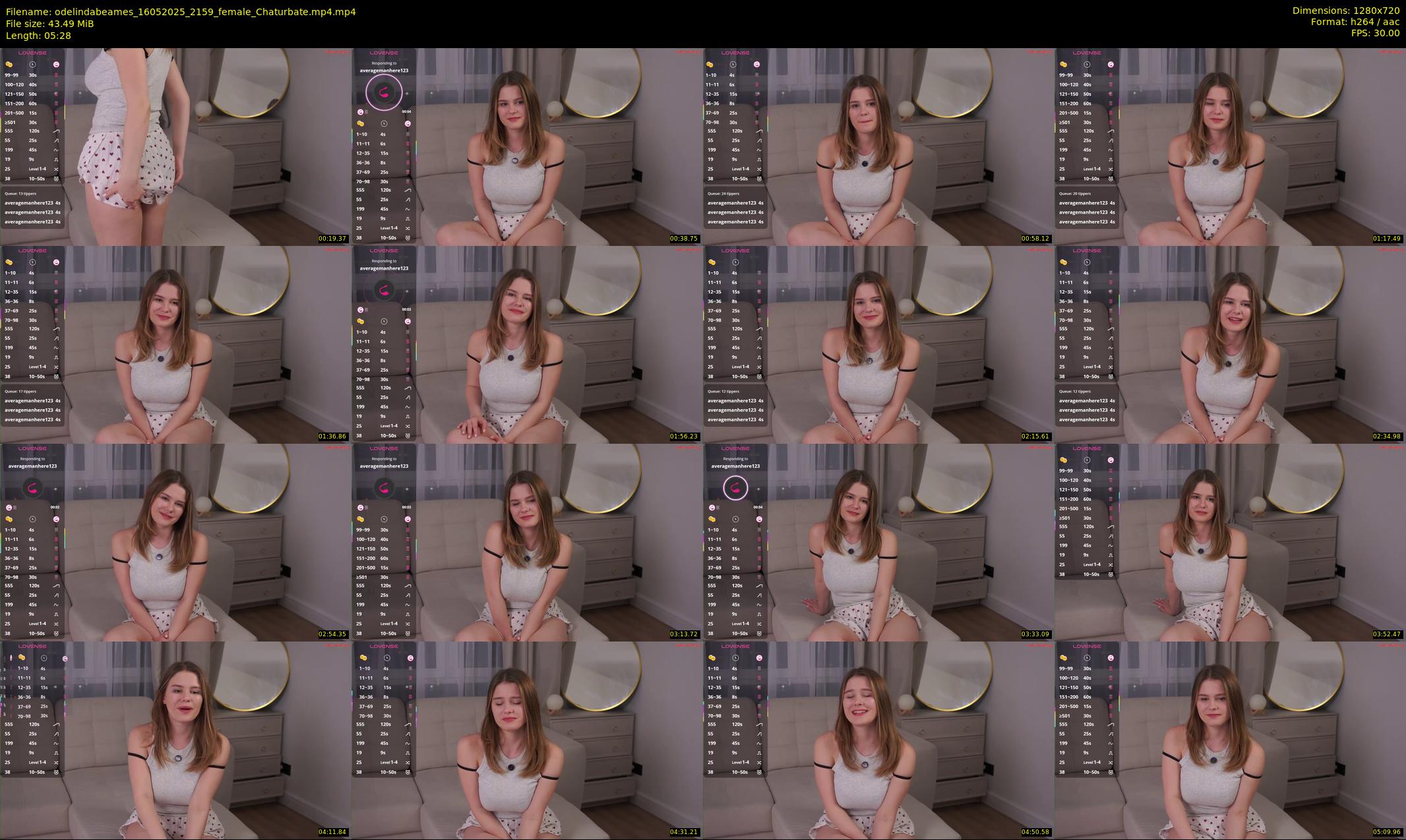odelindabeames — 6 minute Chaturbate female cam show recording, 720p, May 16, 2025