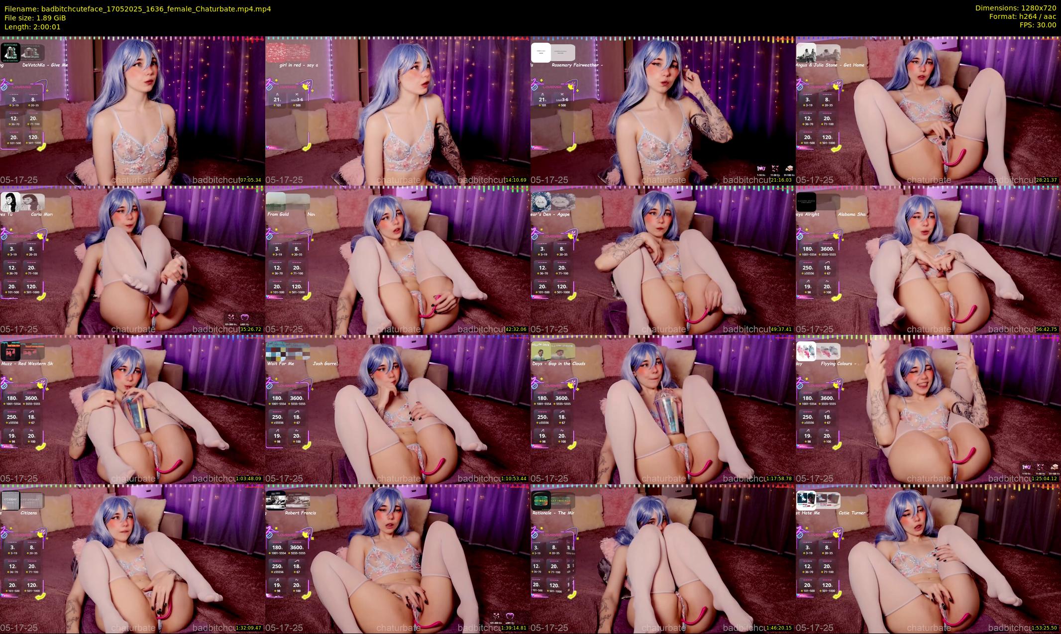 badbitchcuteface — 121 minute Chaturbate female cam show recording, 720p, May 17, 2025