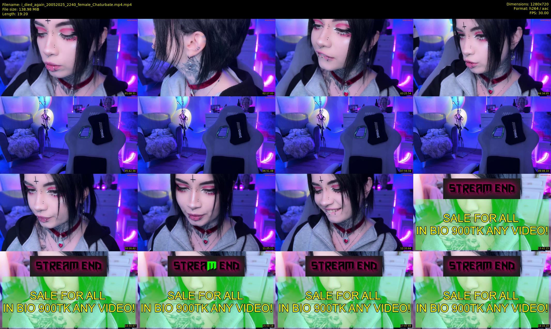 i_died_again — 20 minute Chaturbate female cam show recording, 720p, May 20, 2025