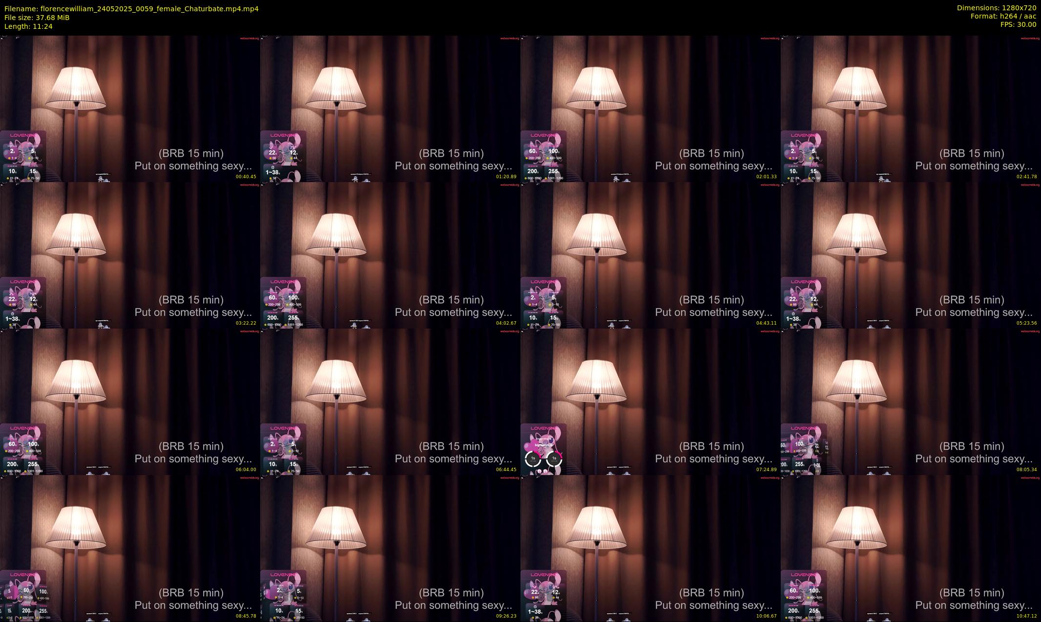 florencewilliam — 12 minute Chaturbate female cam show recording, 720p, May 24, 2025
