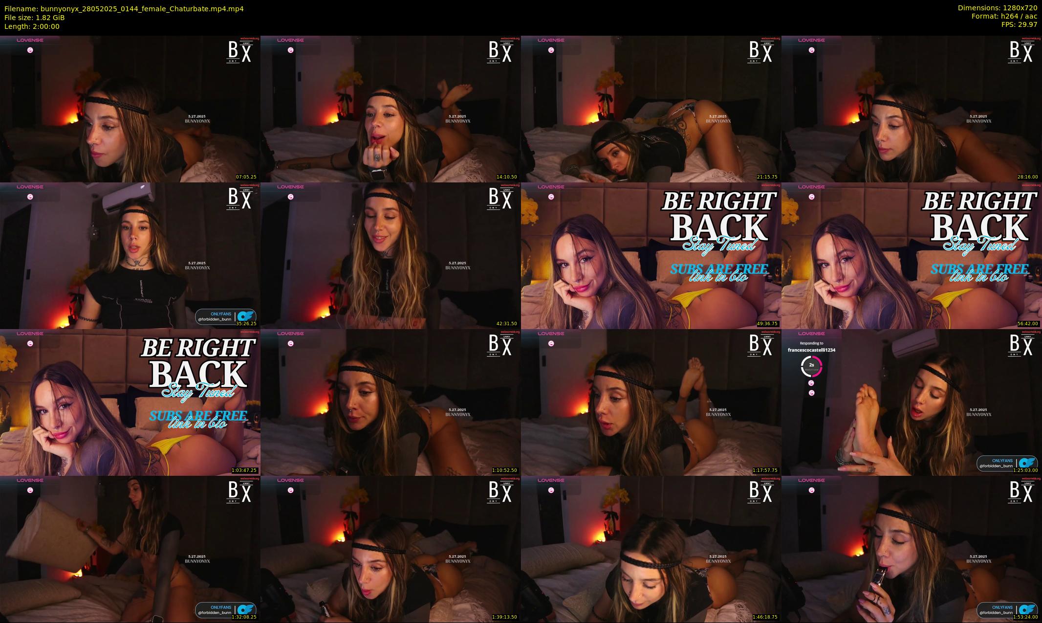 bunnyonyx — 120 minute Chaturbate female cam show recording, 720p, May 28, 2025