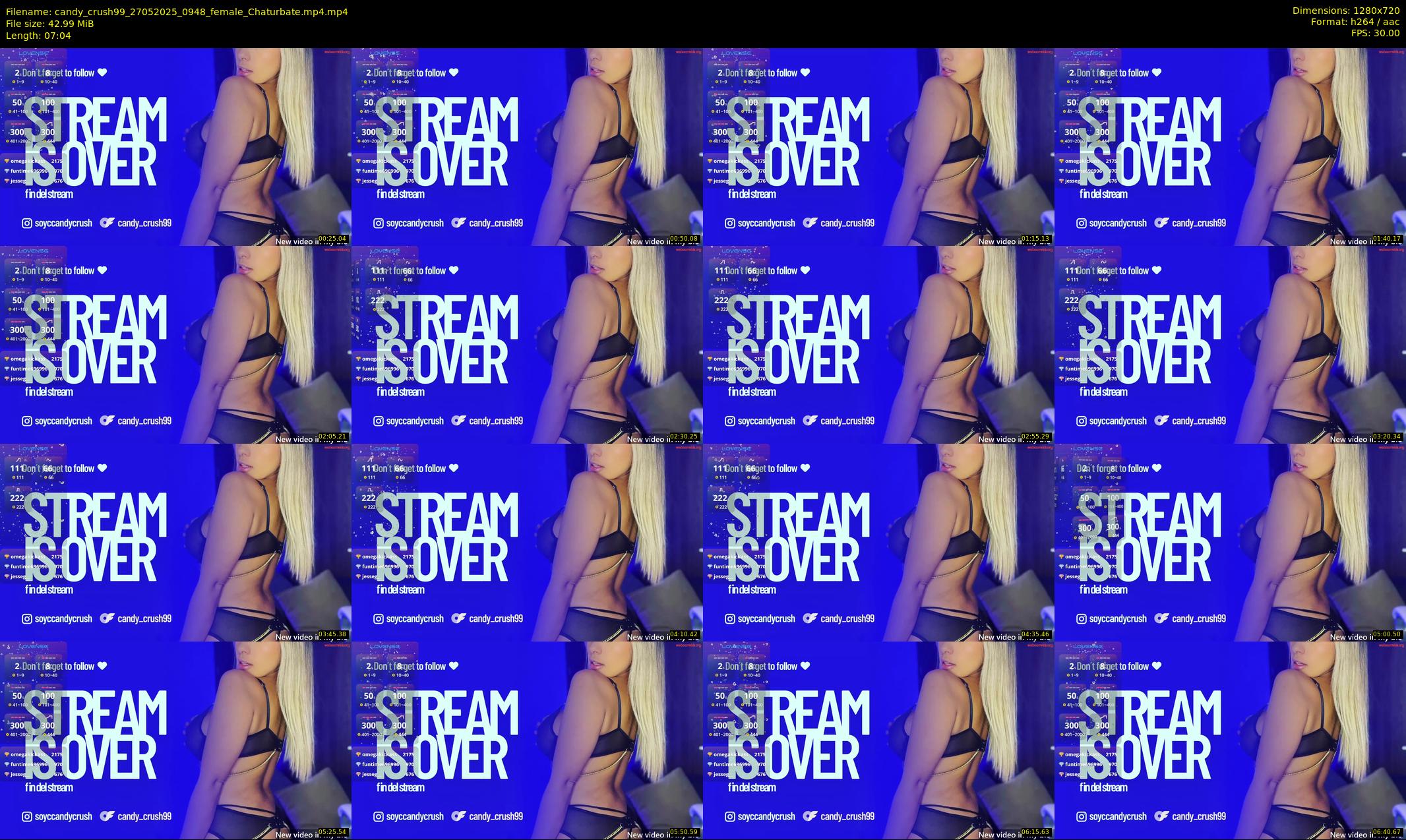 candy_crush99 — 8 minute Chaturbate female cam show recording, 720p, May 27, 2025
