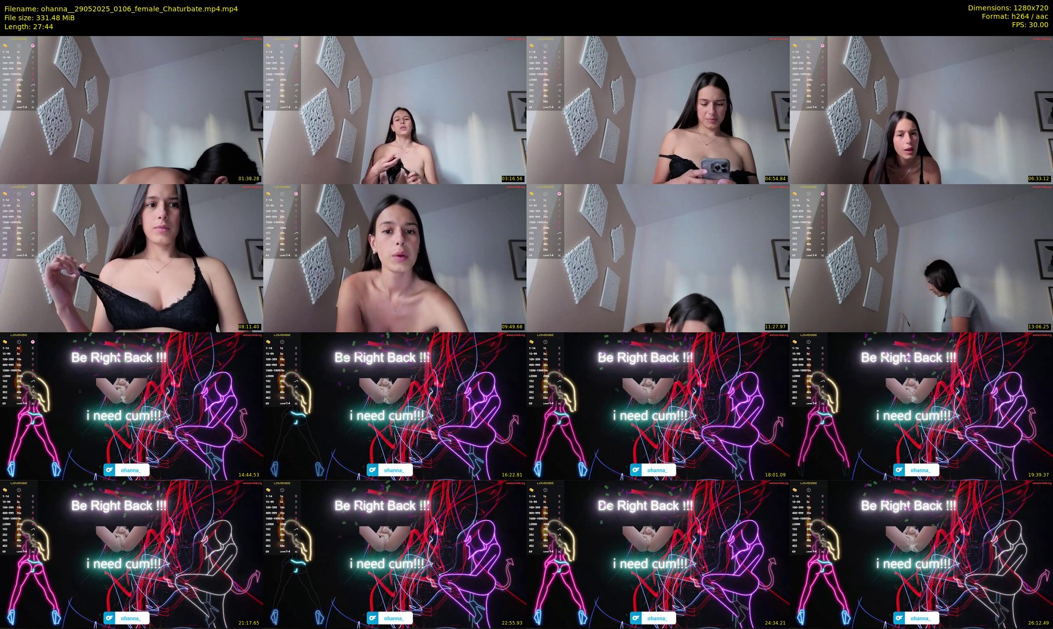 ohanna_ — 28 minute Chaturbate female cam show recording, 720p, May 29, 2025