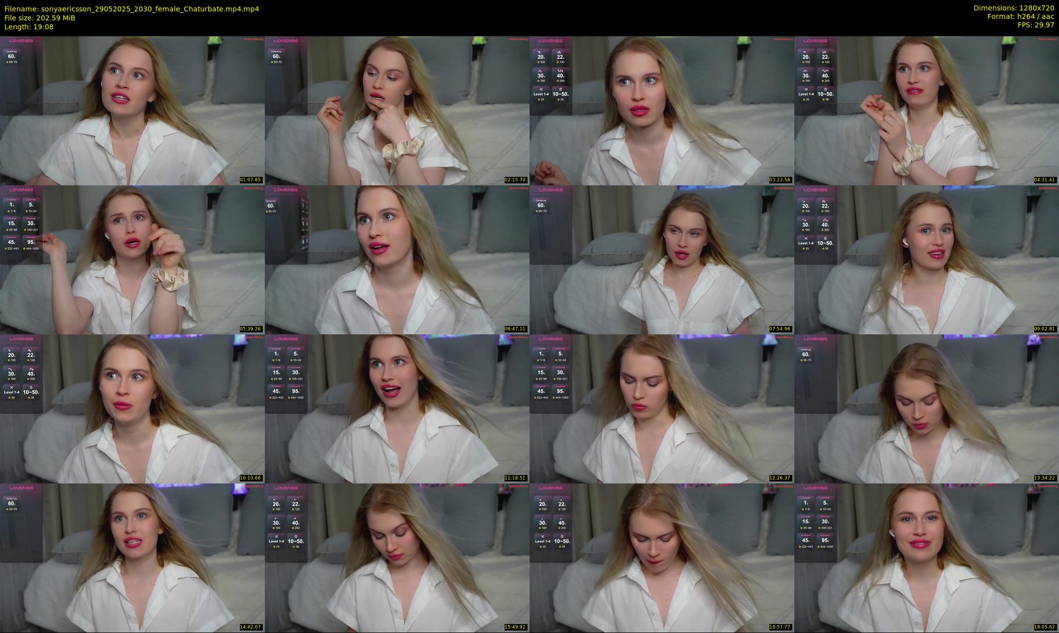 sonyaericsson — 20 minute Chaturbate female cam show recording, 720p, May 29, 2025