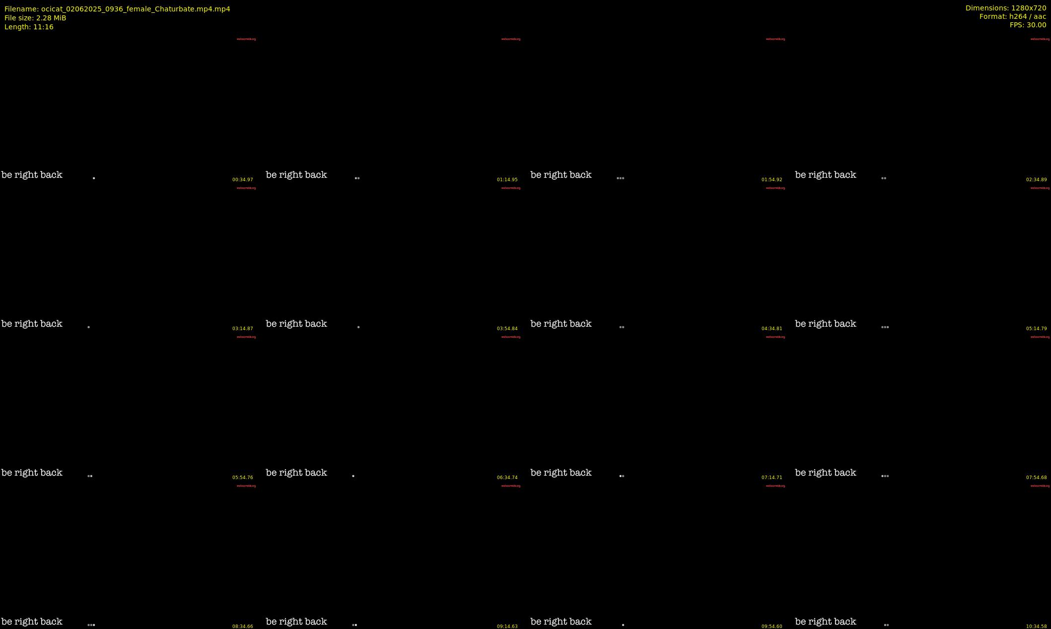 ocicat — 12 minute Chaturbate female cam show recording, 720p, Jun 2, 2025