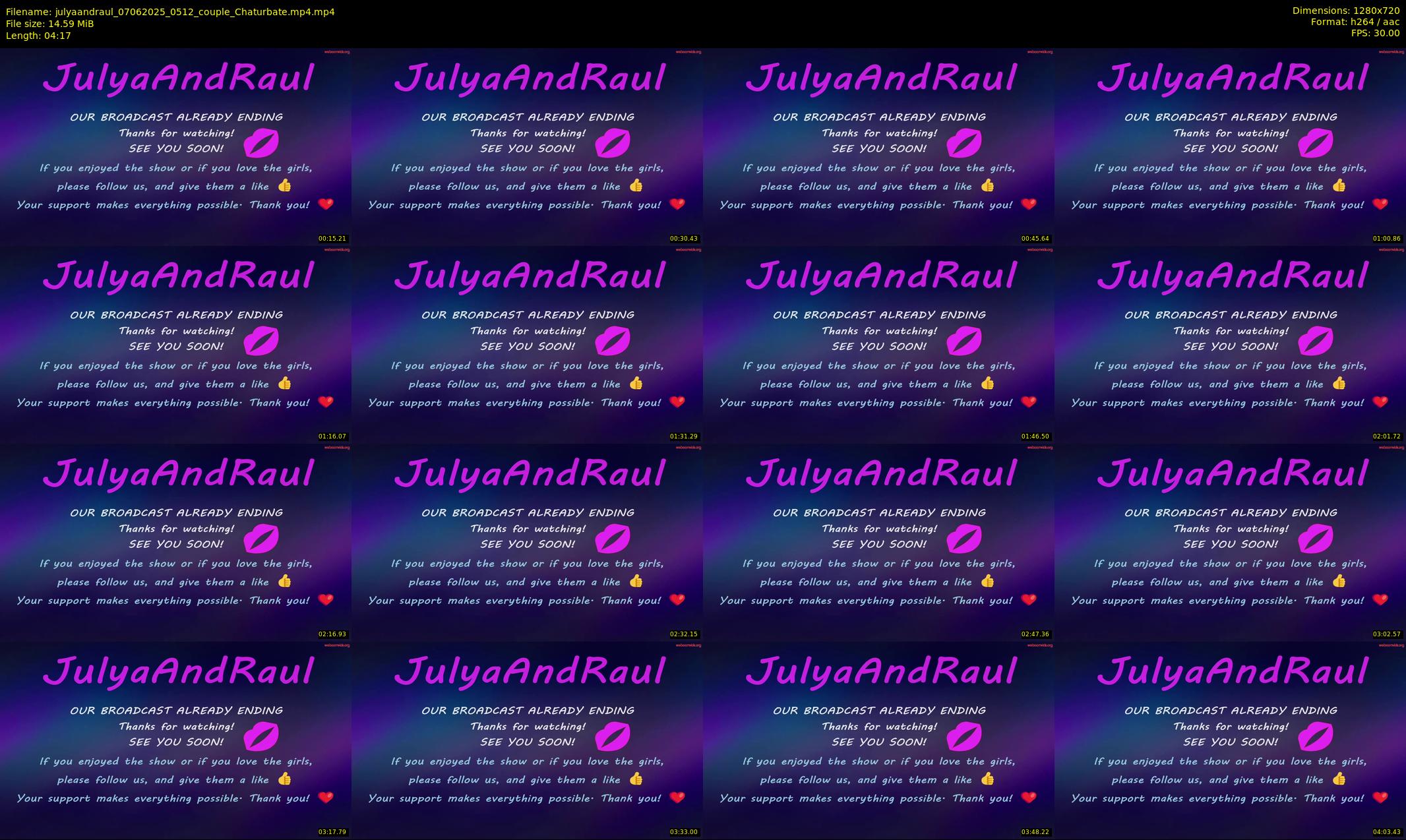 julyaandraul — 5 minute Chaturbate couple cam show recording, 720p, Jun 7, 2025