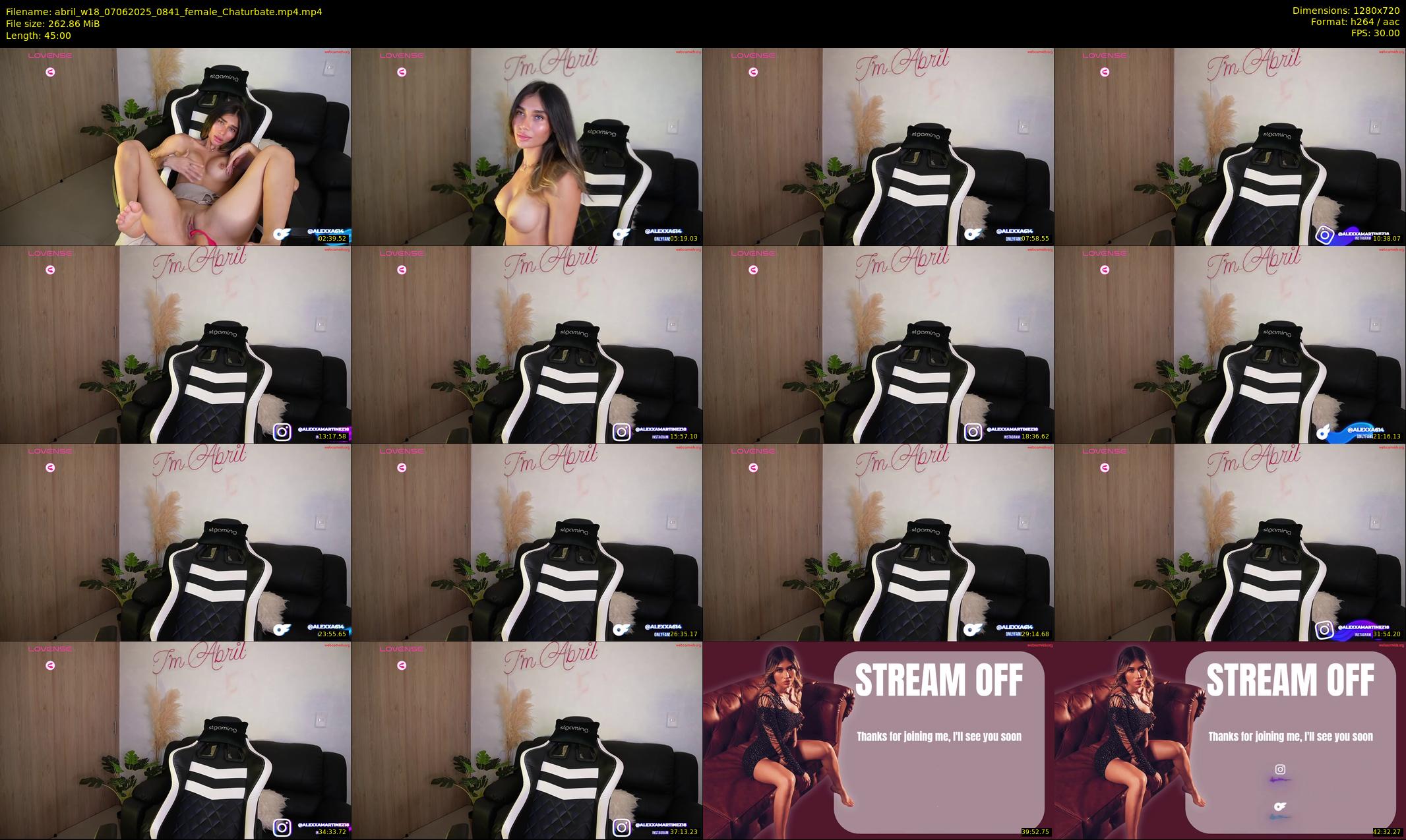 abril_w18 — 45 minute Chaturbate female cam show recording, 720p, Jun 7, 2025