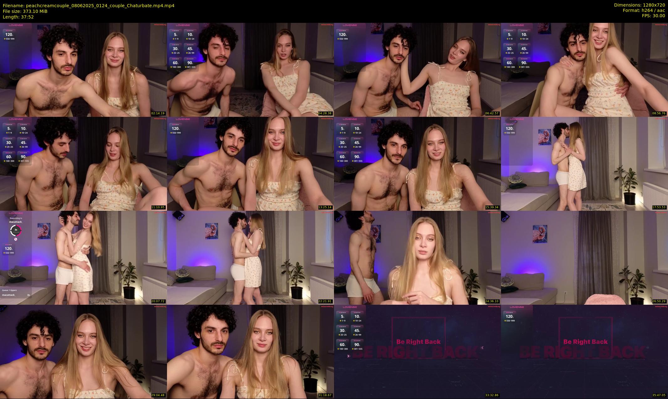 peachcreamcouple — 38 minute Chaturbate couple cam show recording, 720p, Jun 8, 2025