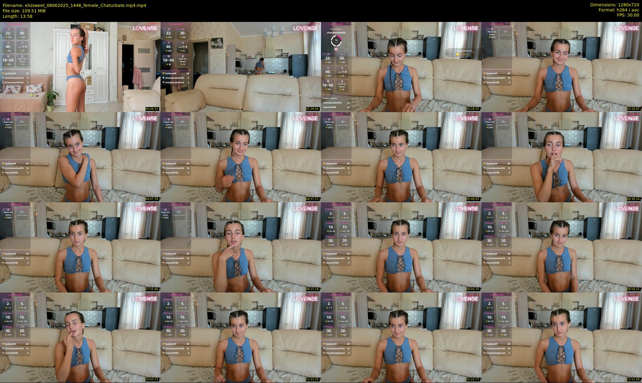 elizsweet — 14 minute Chaturbate female cam show recording, 720p, Jun 8, 2025