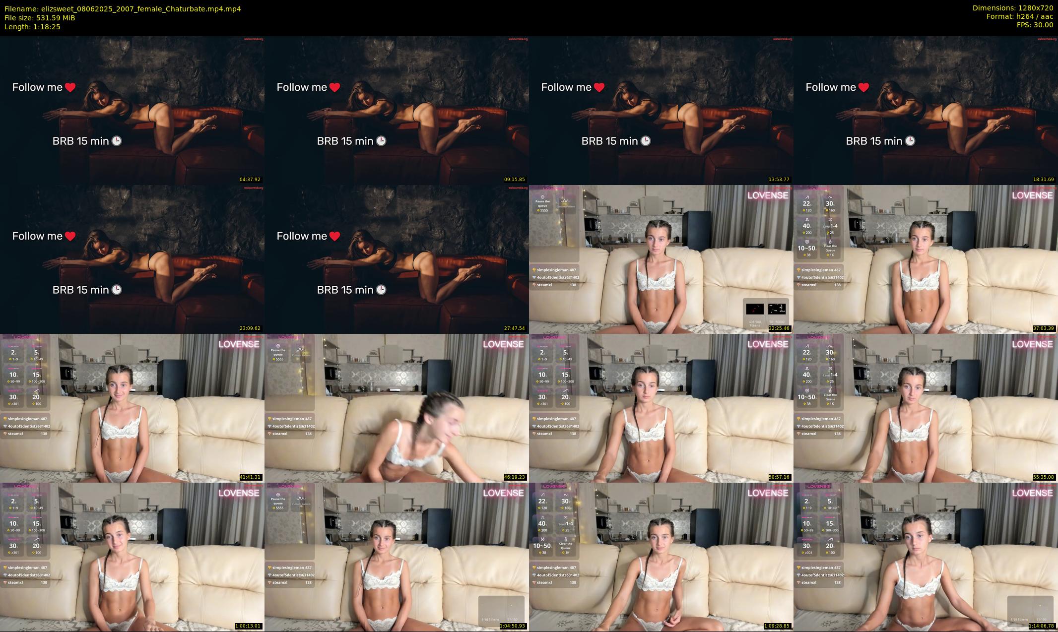 elizsweet — 79 minute Chaturbate female cam show recording, 720p, Jun 8, 2025