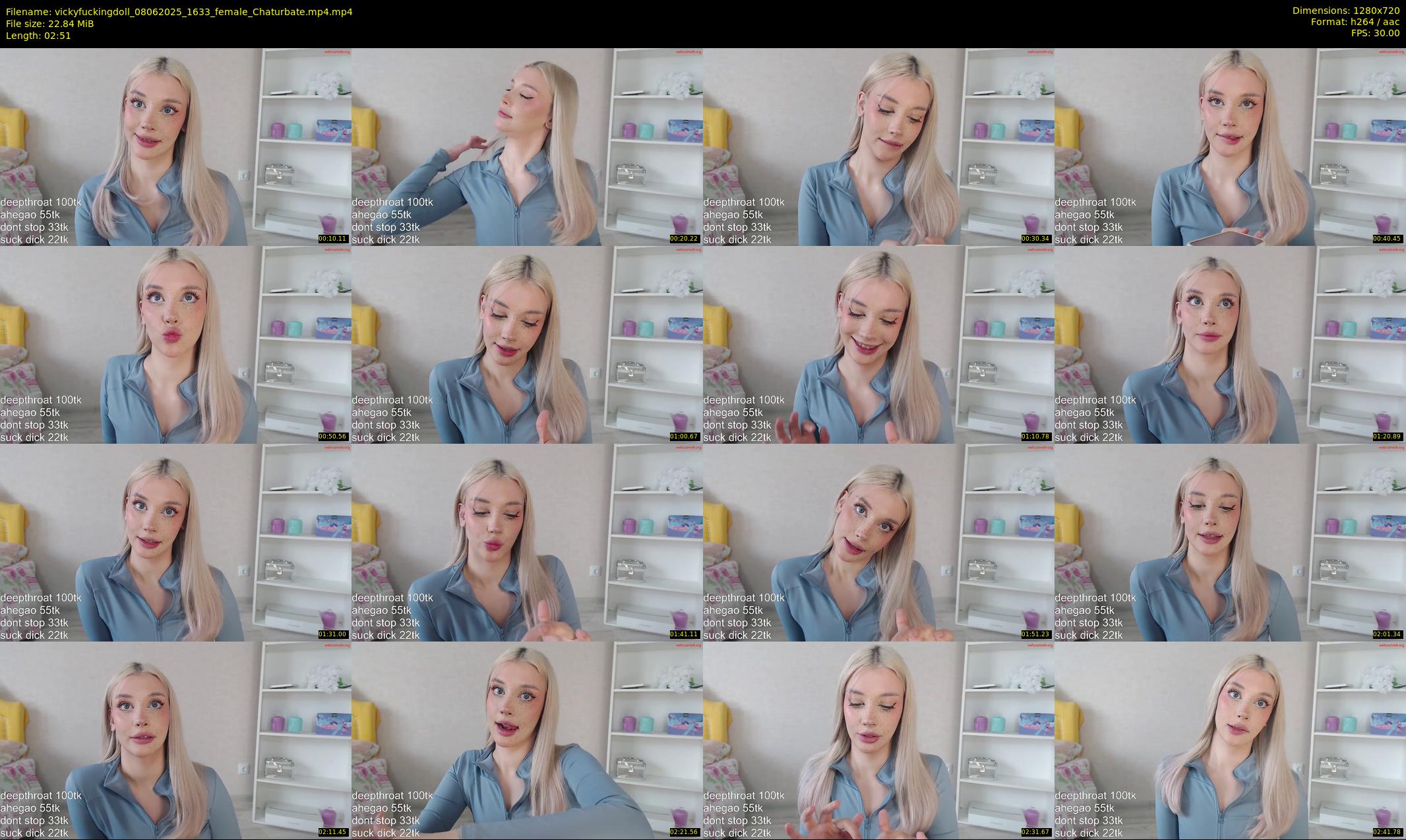 vickyfuckingdoll — 3 minute Chaturbate female cam show recording, 720p, Jun 8, 2025