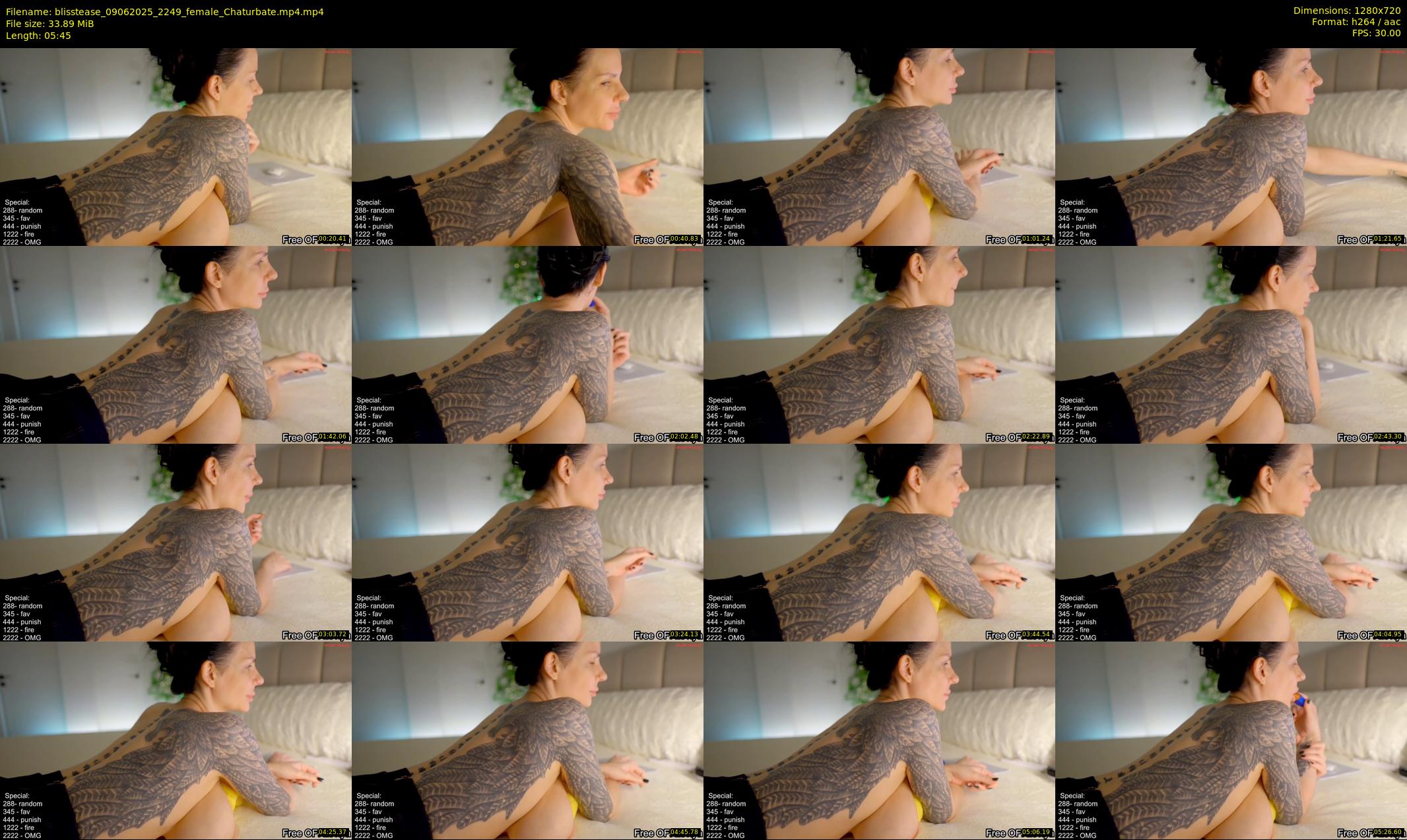 blisstease — 6 minute Chaturbate female cam show recording, 720p, Jun 9, 2025