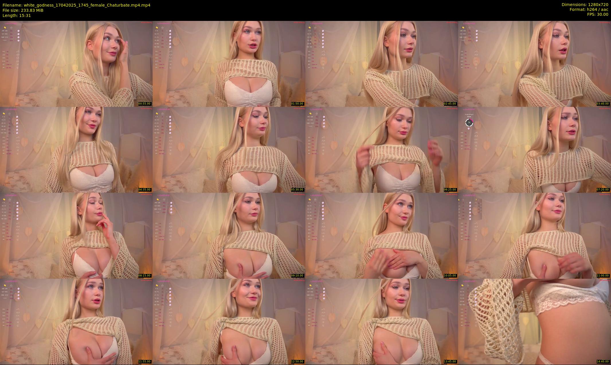 white_godness — 16 minute Chaturbate female cam show recording, 720p, Apr 17, 2025