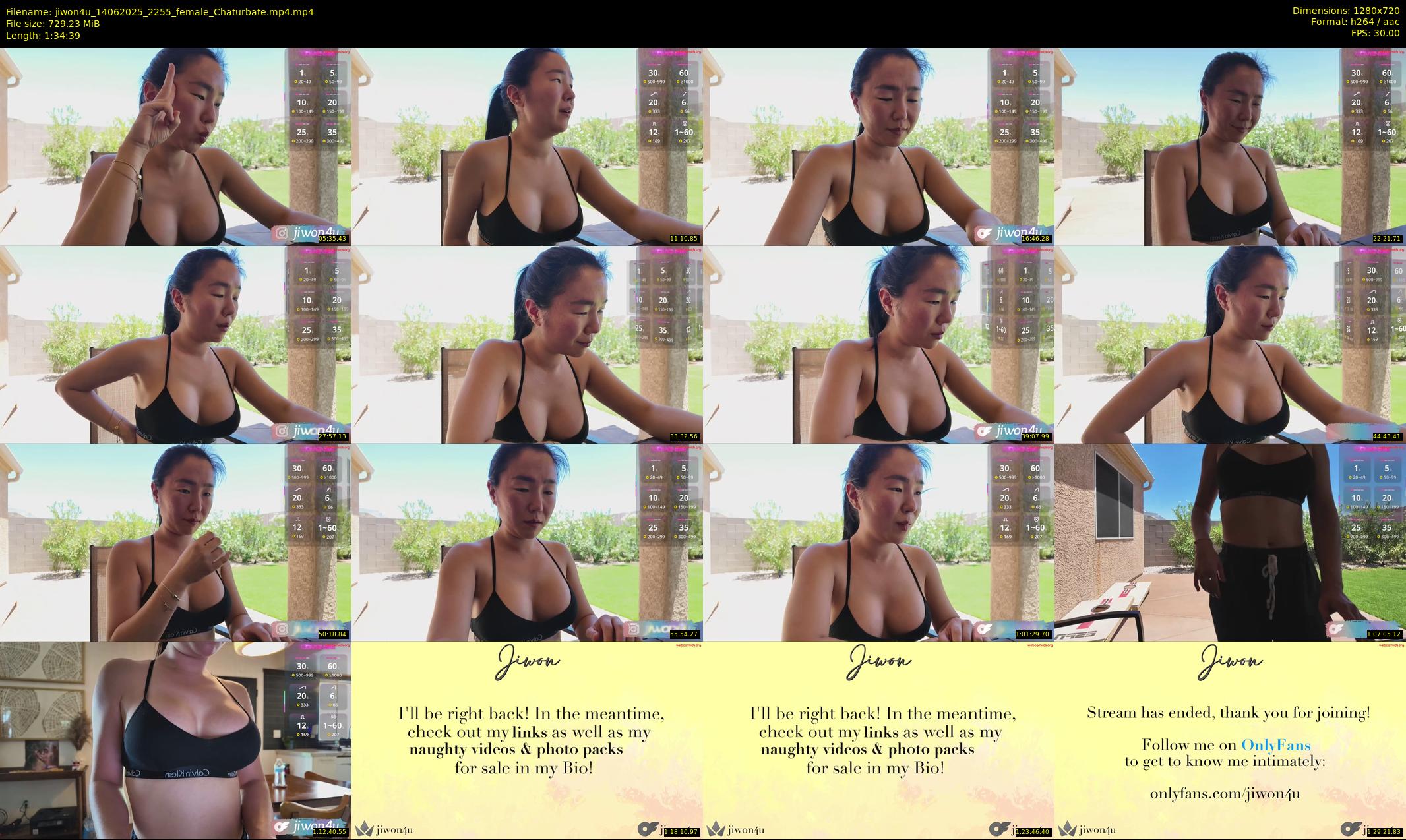 jiwon4u — 95 minute Chaturbate female cam show recording, 720p, Jun 14, 2025