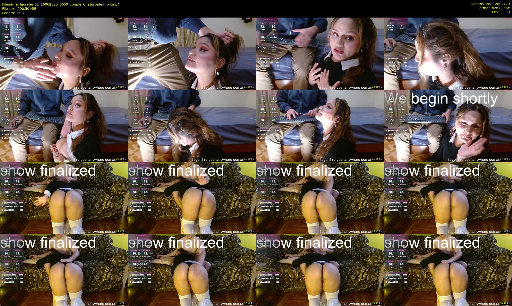 lauralei_01 — 16 minute Chaturbate couple cam show recording, 720p, Jun 16, 2025