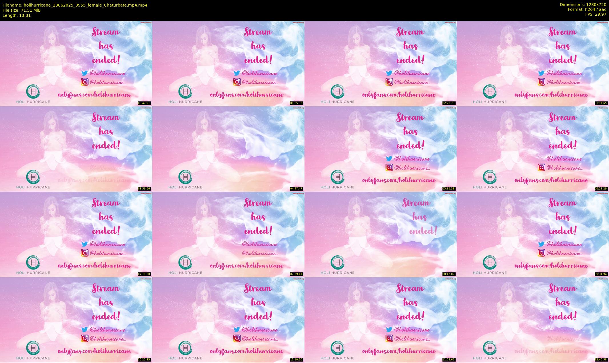holihurricane — 14 minute Chaturbate female cam show recording, 720p, Jun 18, 2025