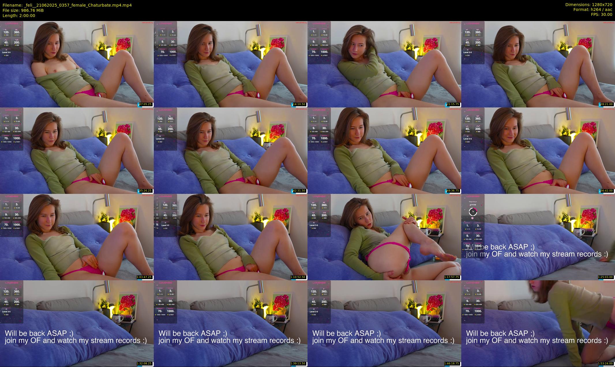 _feli_ — 120 minute Chaturbate female cam show recording, 720p, Jun 21, 2025