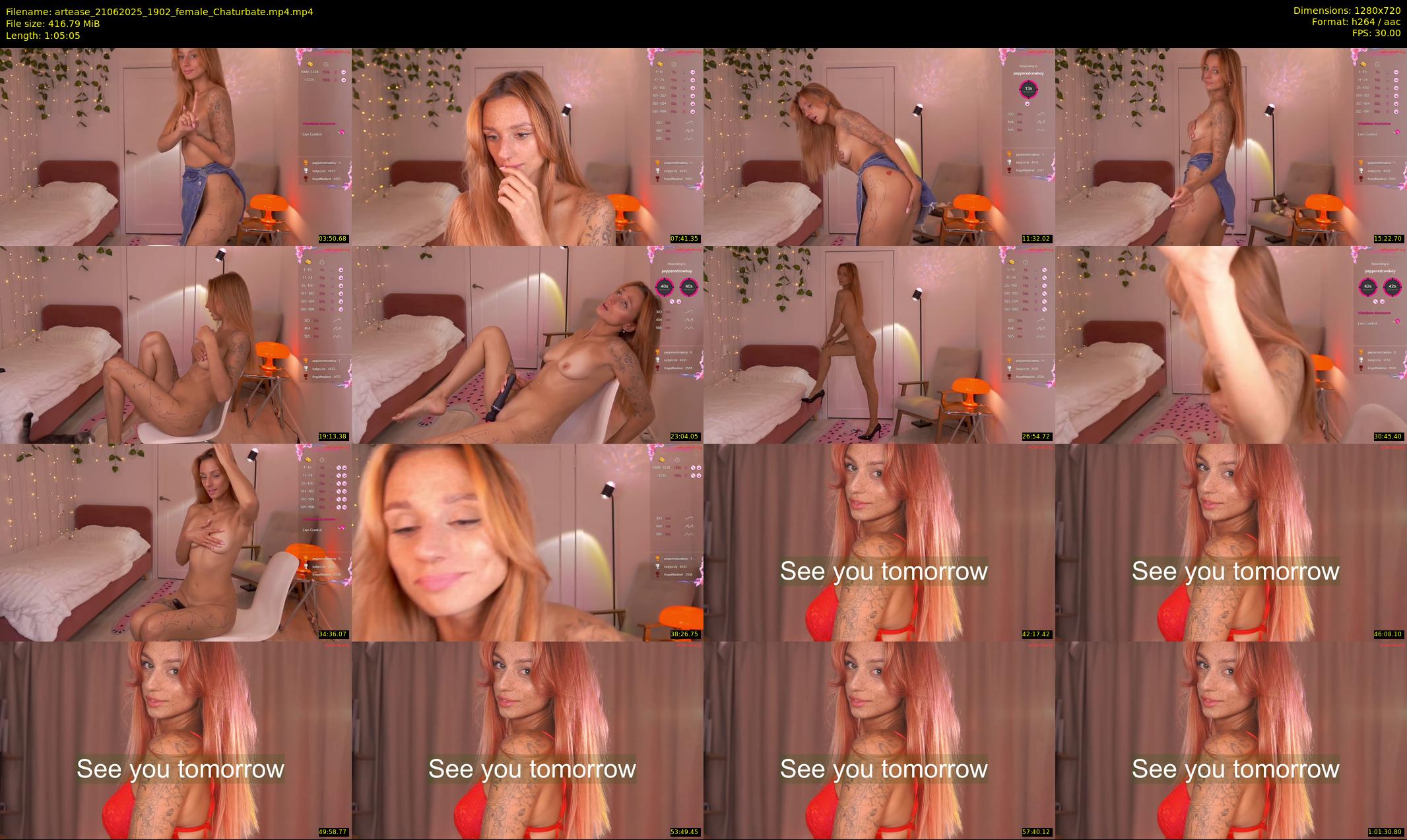 artease — 66 minute Chaturbate female cam show recording, 720p, Jun 21, 2025