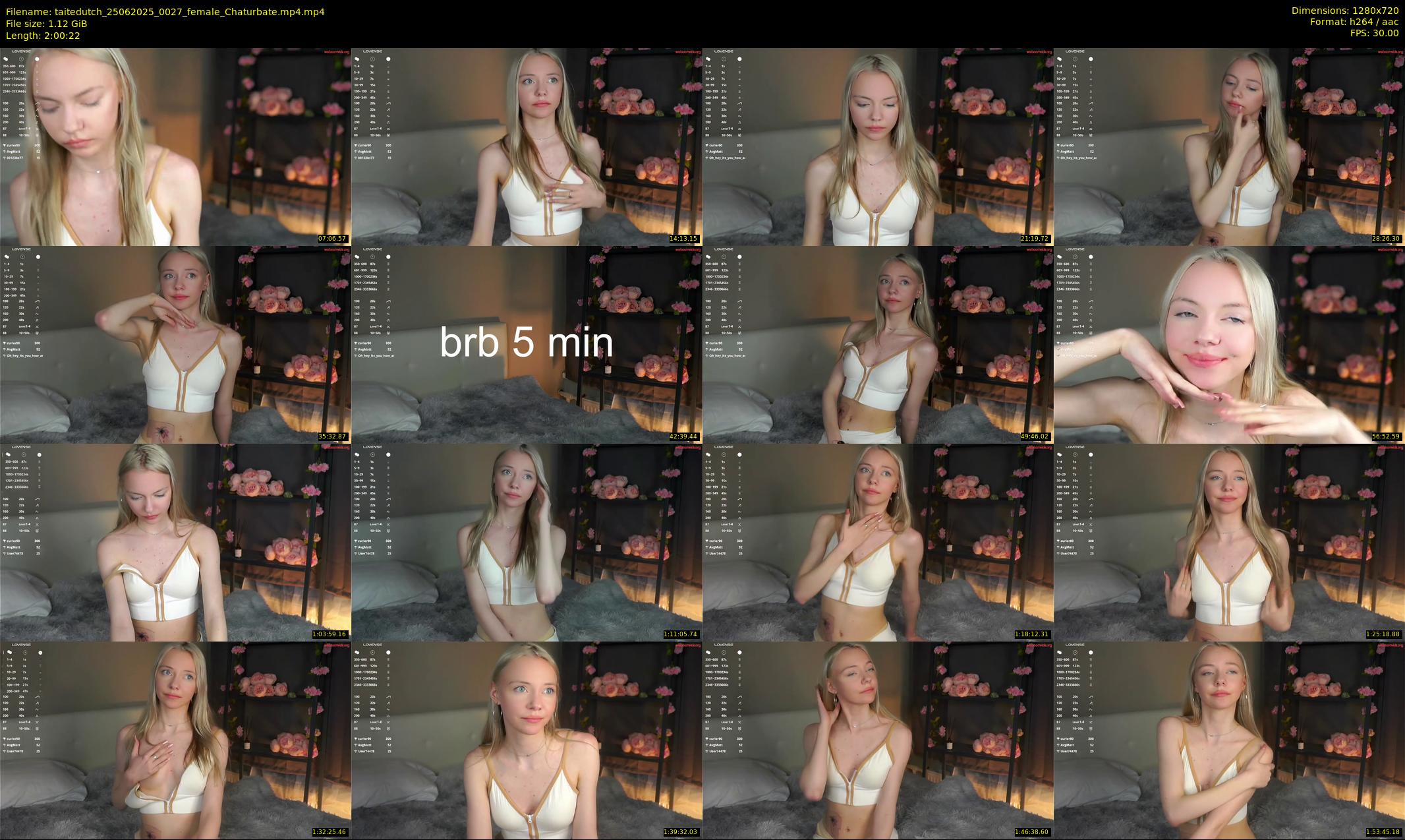 taitedutch — 121 minute Chaturbate female cam show recording, 720p, Jun 25, 2025