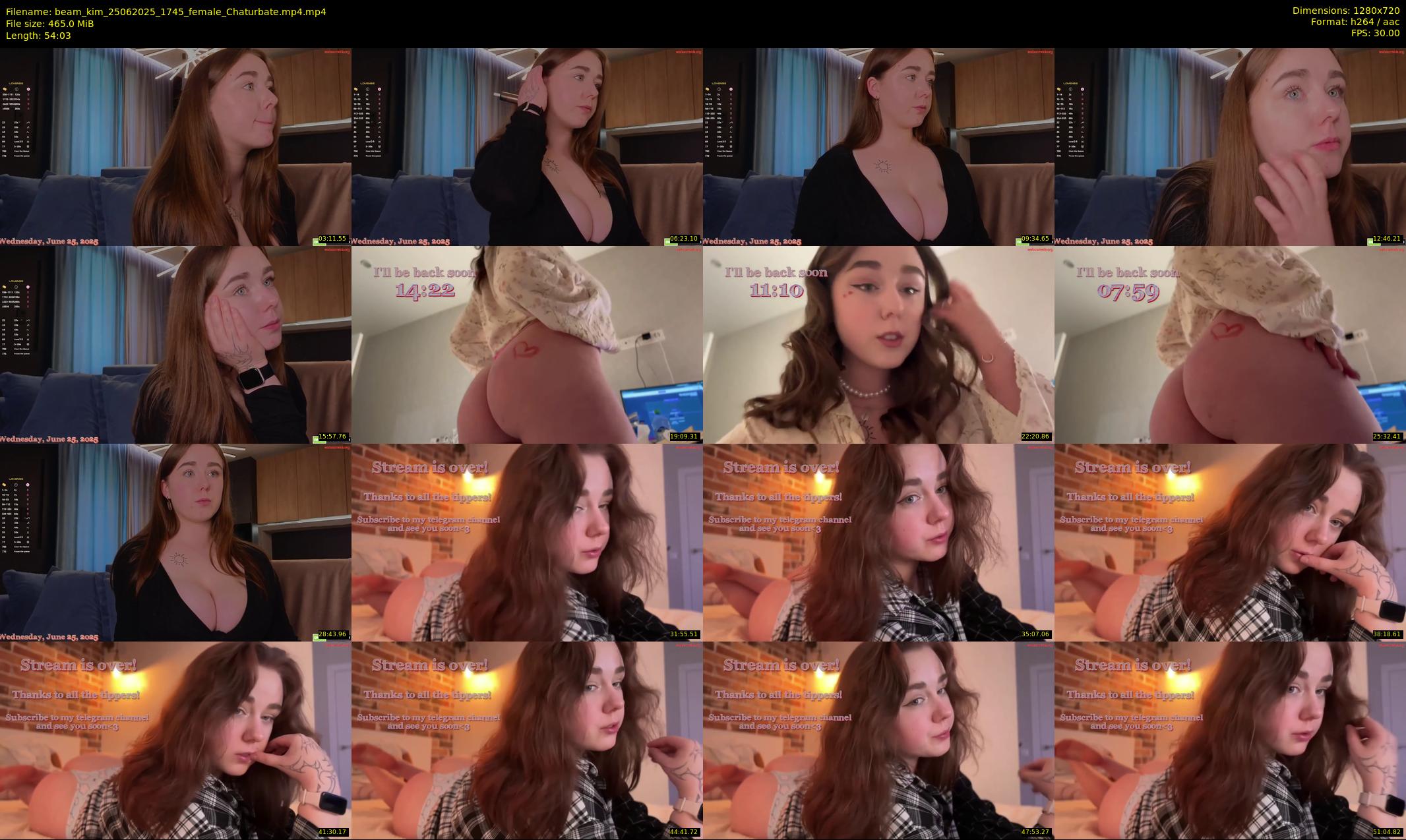 beam_kim — 55 minute Chaturbate female cam show recording, 720p, Jun 25, 2025