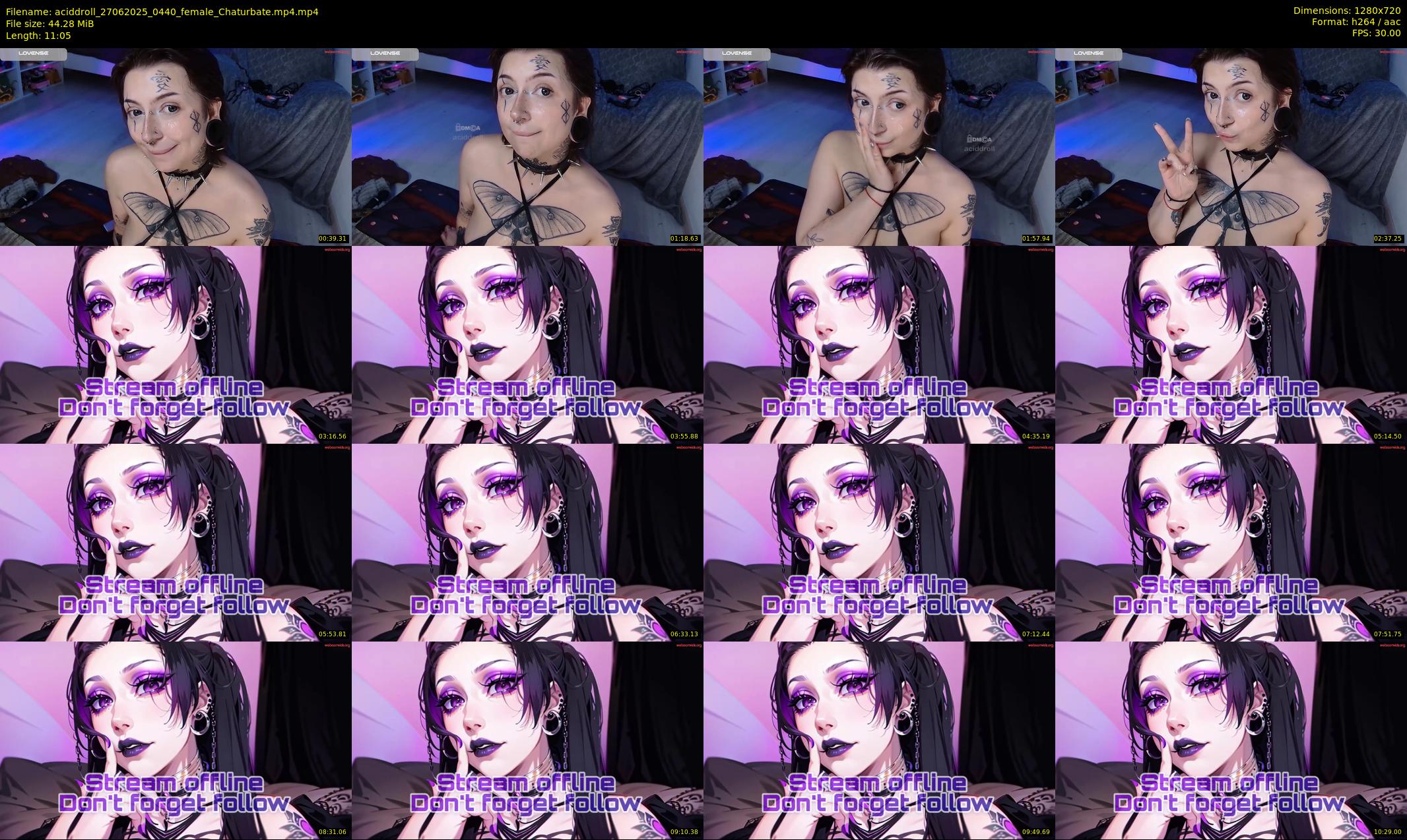 aciddroll — 12 minute Chaturbate female cam show recording, 720p, Jun 27, 2025