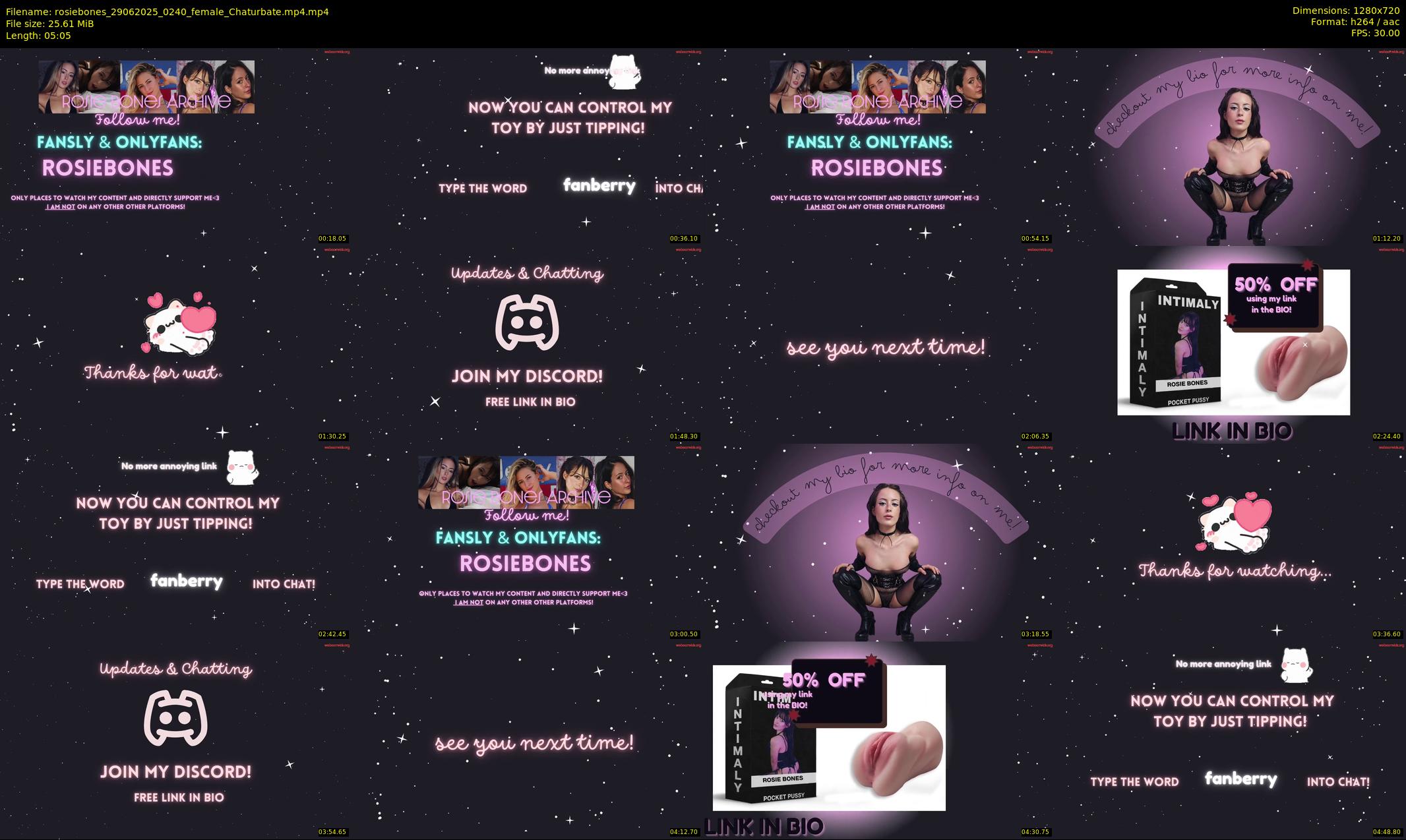 rosiebones — 6 minute Chaturbate female cam show recording, 720p, Jun 29, 2025