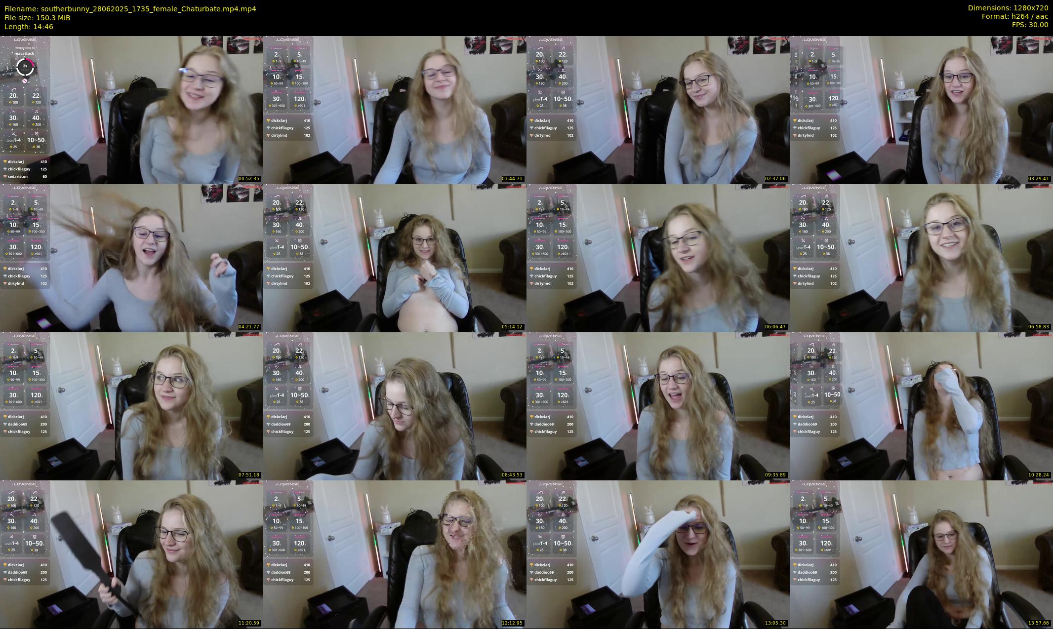 southerbunny — 15 minute Chaturbate female cam show recording, 720p, Jun 28, 2025
