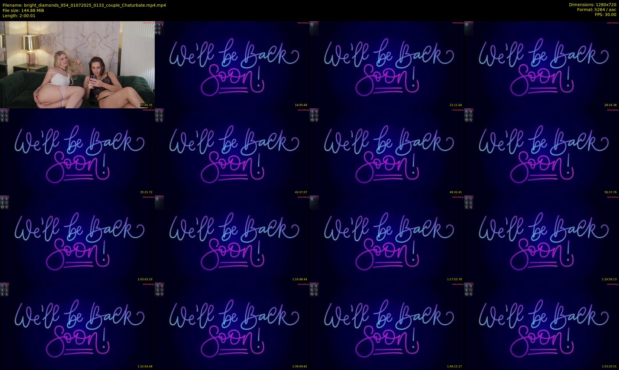 bright_diamonds_054 — 121 minute Chaturbate couple cam show recording, 720p, Jul 1, 2025