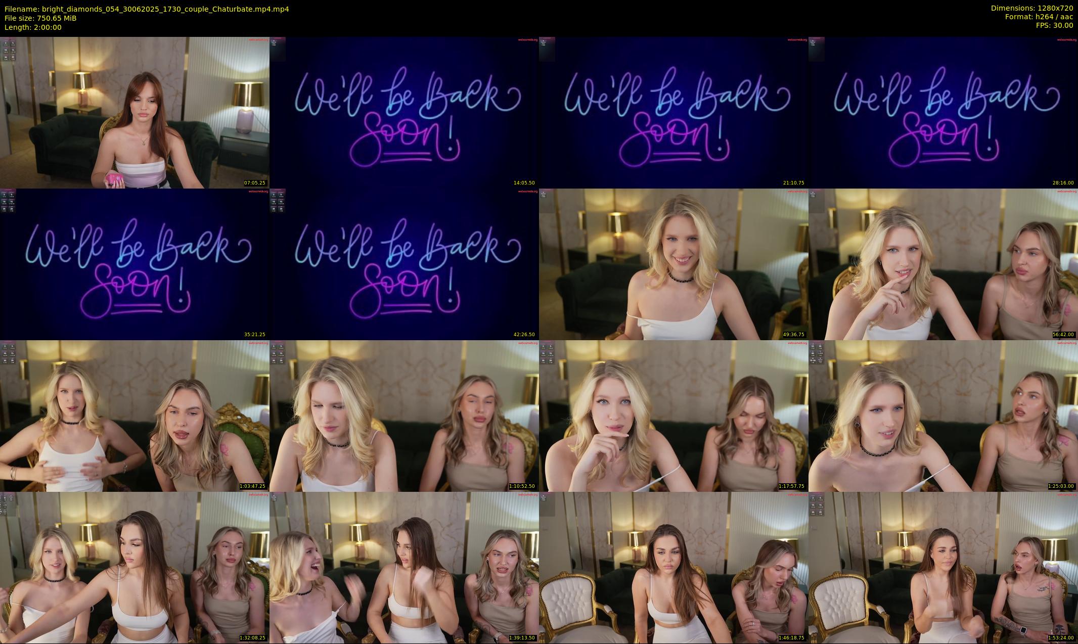 bright_diamonds_054 — 120 minute Chaturbate couple cam show recording, 720p, Jun 30, 2025