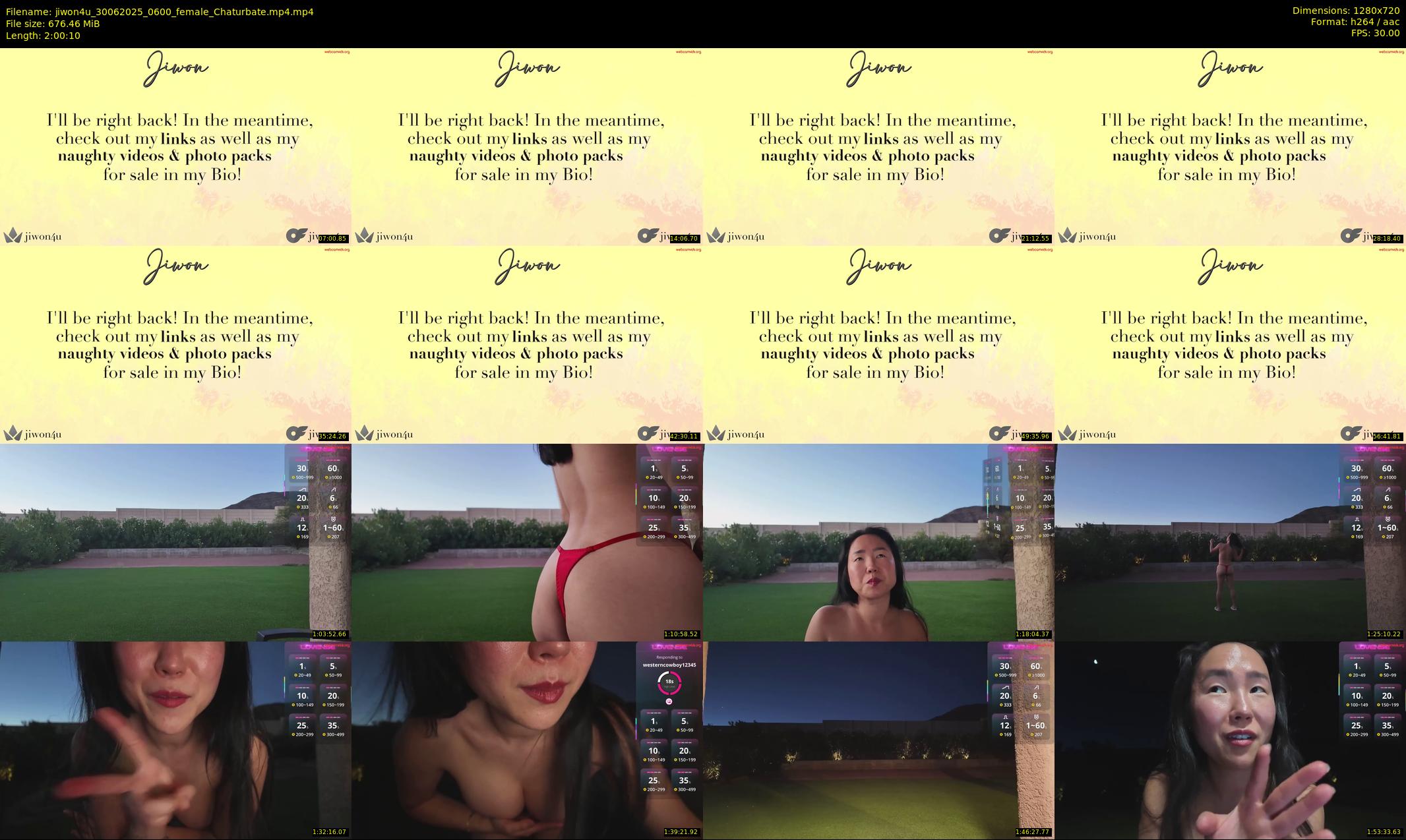 jiwon4u — 121 minute Chaturbate female cam show recording, 720p, Jun 30, 2025