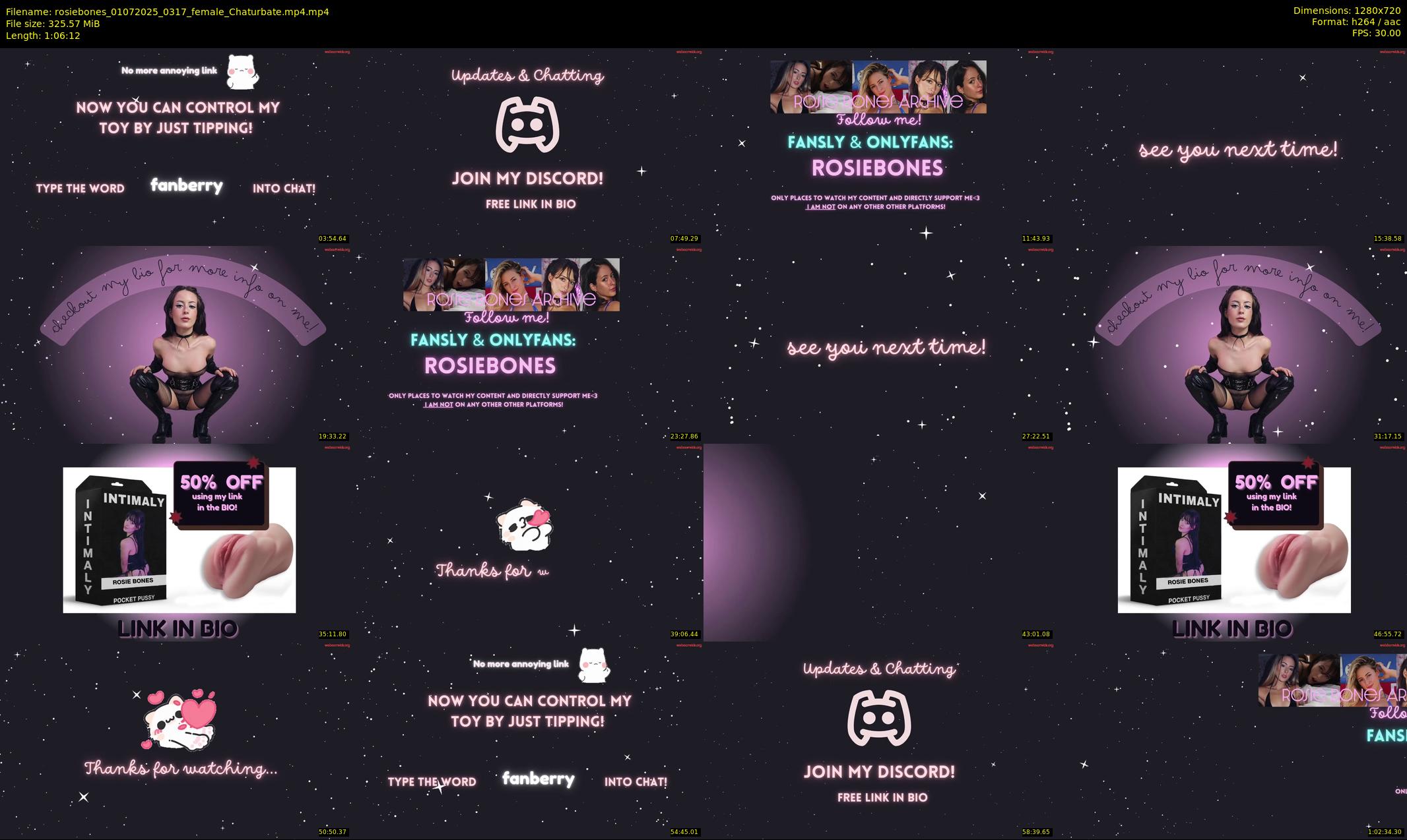 rosiebones — 67 minute Chaturbate female cam show recording, 720p, Jul 1, 2025