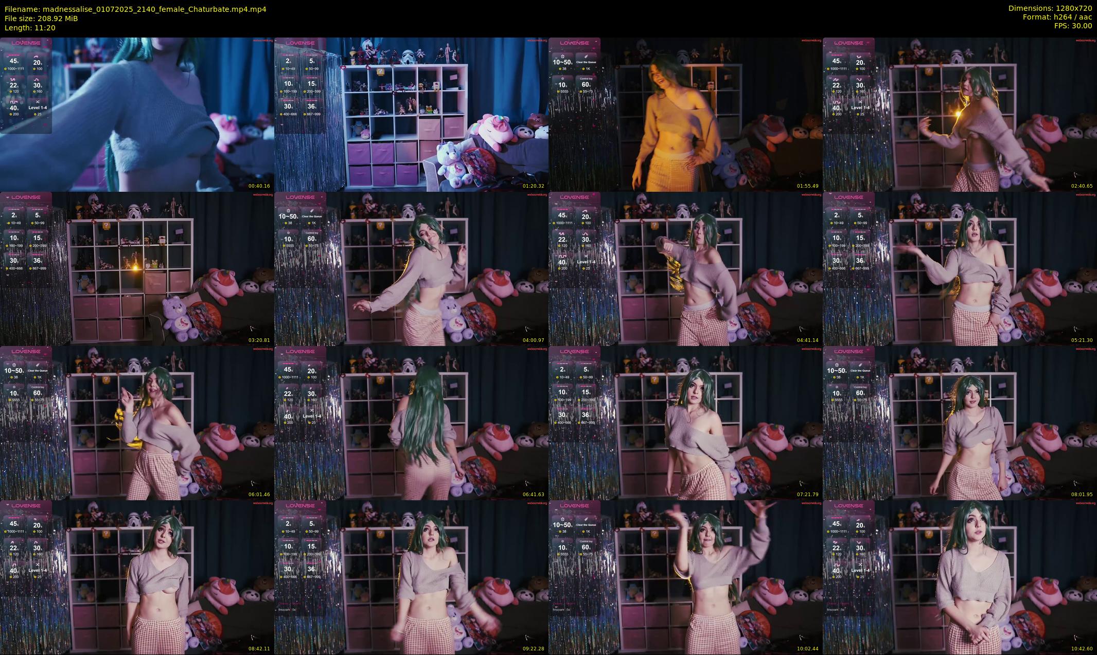 madnessalise — 12 minute Chaturbate female cam show recording, 720p, Jul 1, 2025