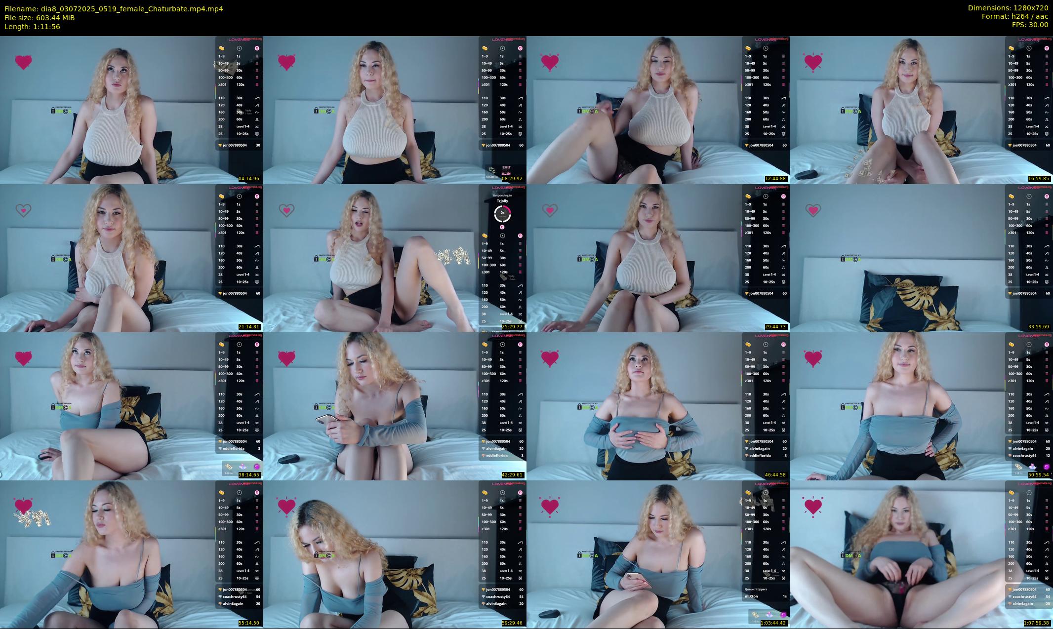 dia8 — 72 minute Chaturbate female cam show recording, 720p, Jul 3, 2025