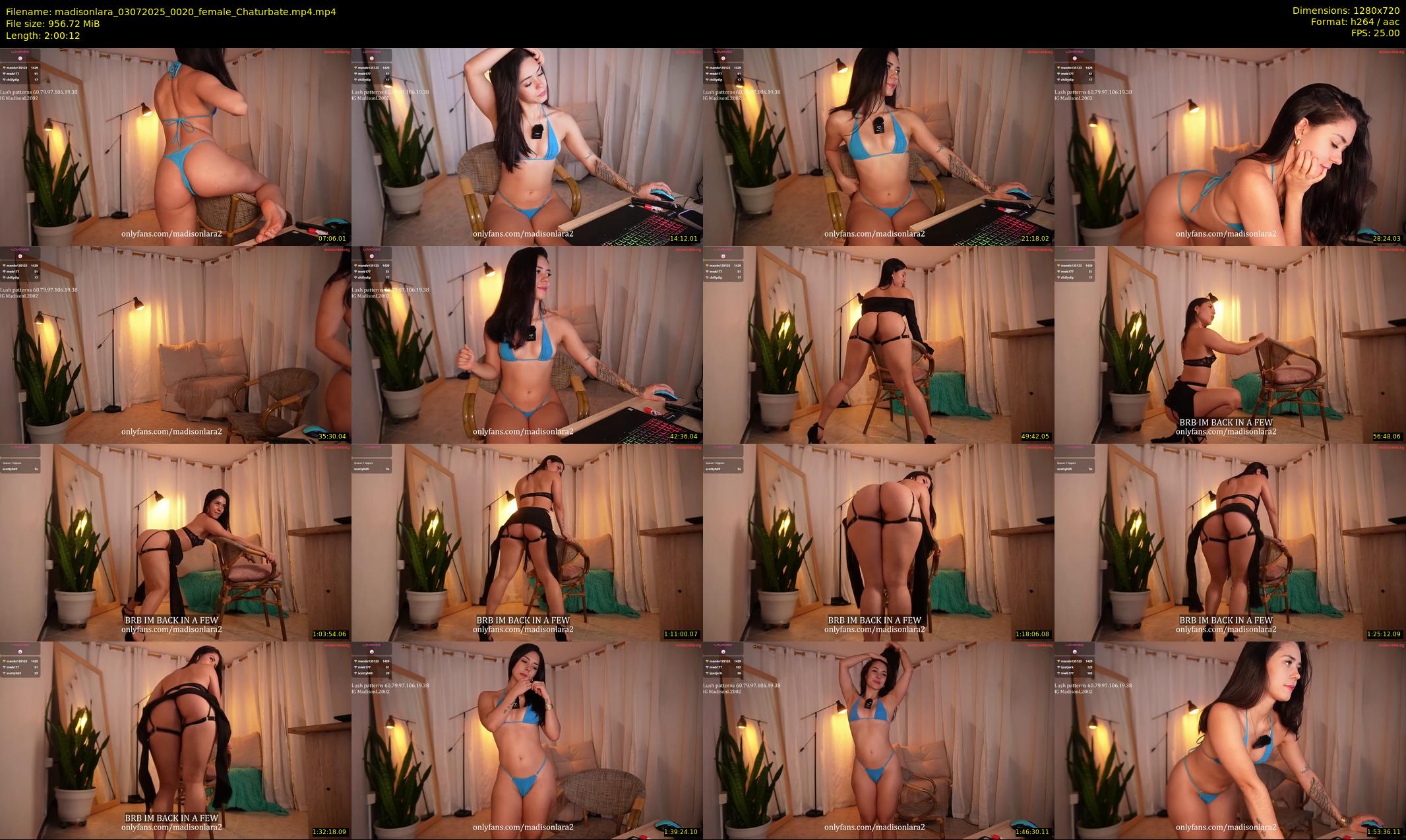 madisonlara — 121 minute Chaturbate female cam show recording, 720p, Jul 3, 2025
