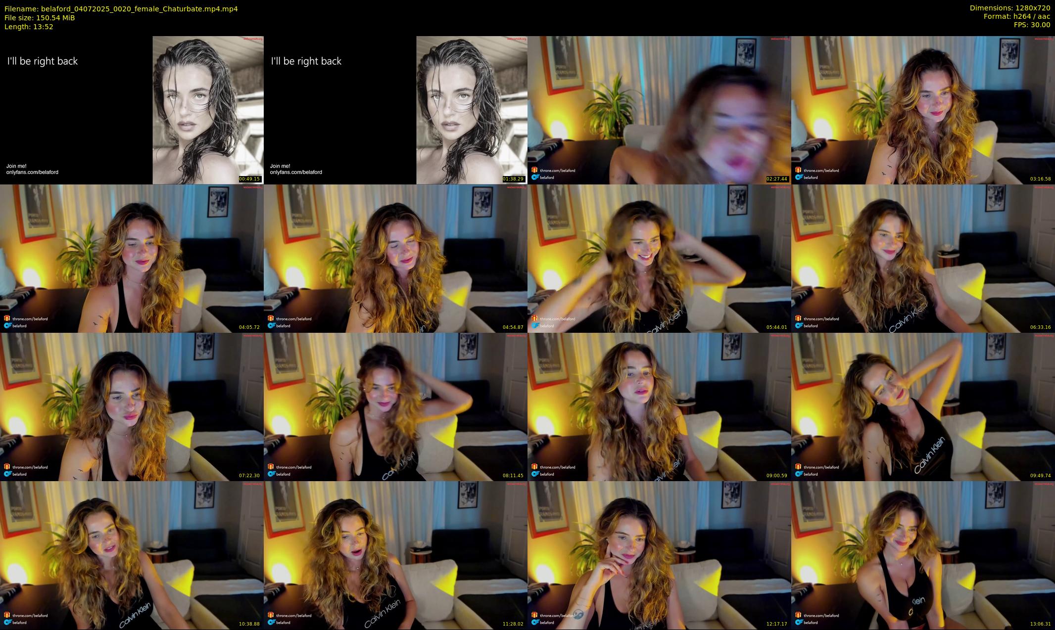 belaford — 14 minute Chaturbate female cam show recording, 720p, Jul 4, 2025