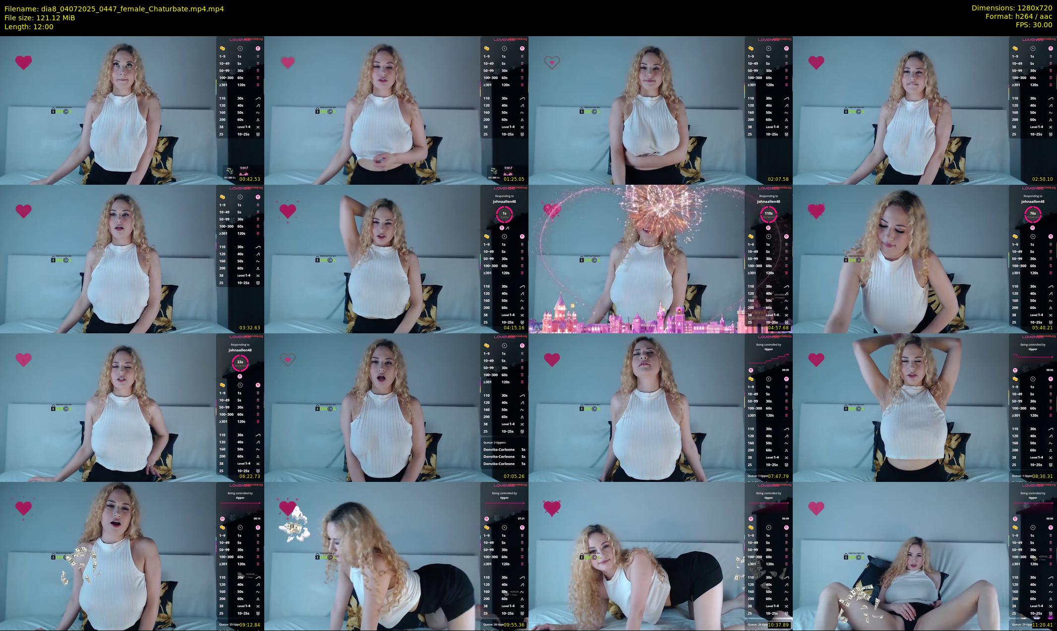 dia8 — 12 minute Chaturbate female cam show recording, 720p, Jul 4, 2025