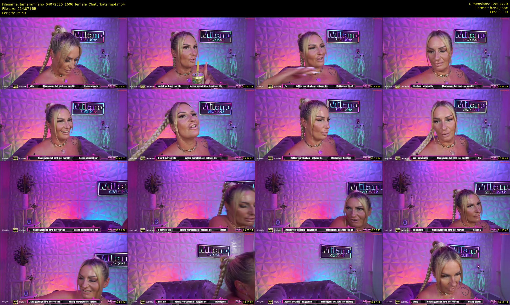 tamaramilano — 16 minute Chaturbate female cam show recording, 720p, Jul 4, 2025