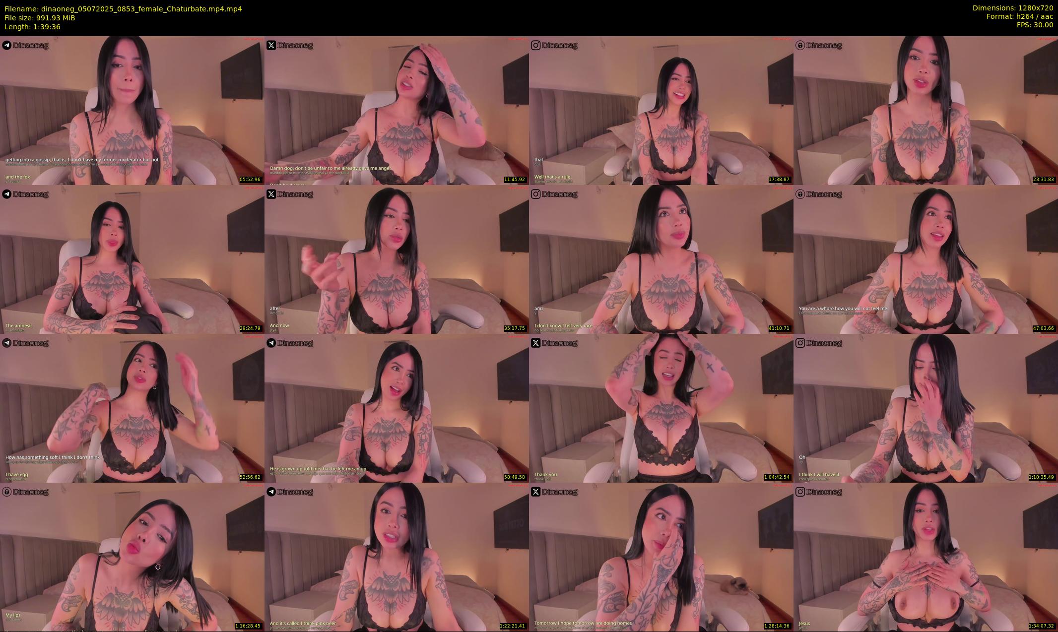 dinaoneg — 100 minute Chaturbate female cam show recording, 720p, Jul 5, 2025