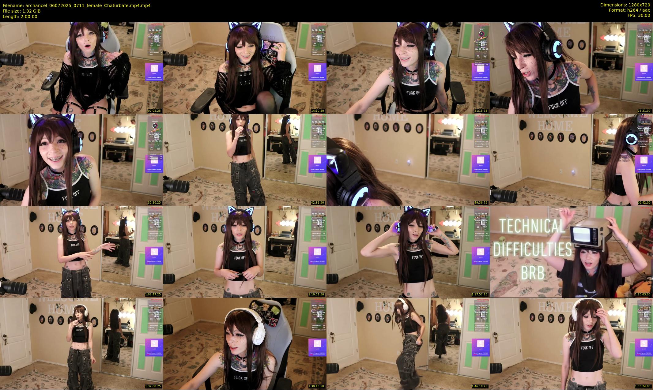 archancel — 120 minute Chaturbate female cam show recording, 720p, Jul 6, 2025