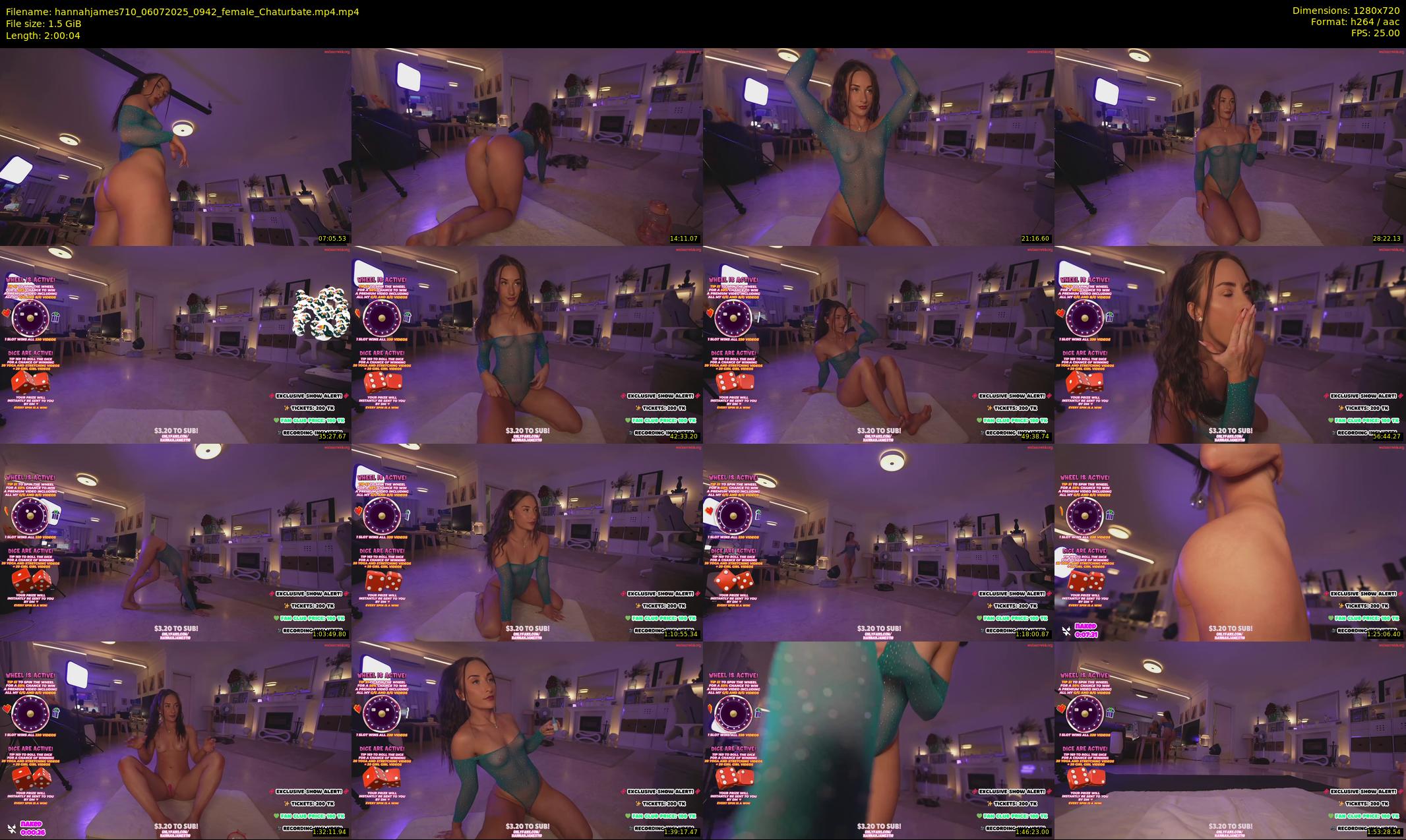 hannahjames710 — 121 minute Chaturbate female cam show recording, 720p, Jul 6, 2025