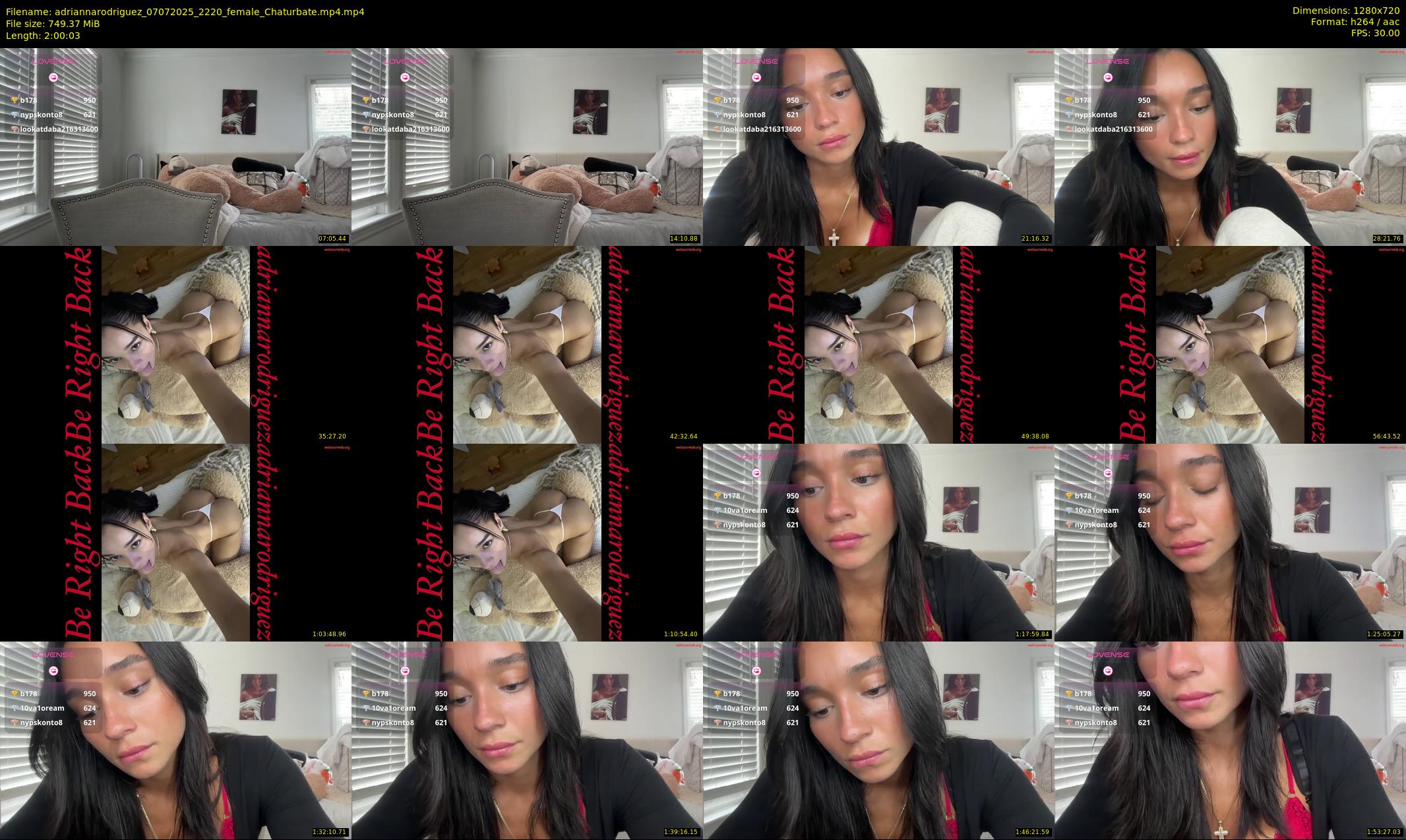 adriannarodriguez — 121 minute Chaturbate female cam show recording, 720p, Jul 7, 2025