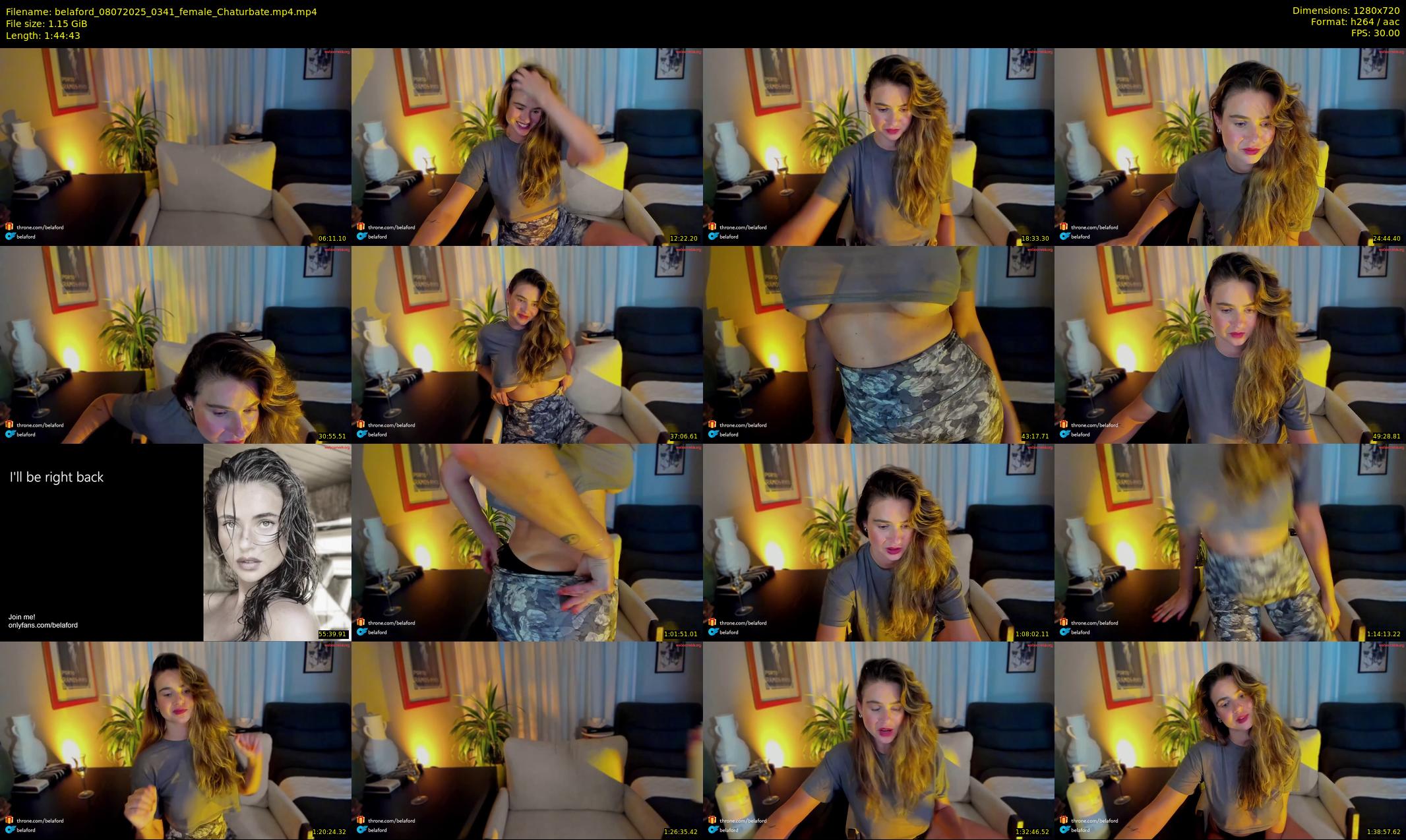 belaford — 105 minute Chaturbate female cam show recording, 720p, Jul 8, 2025