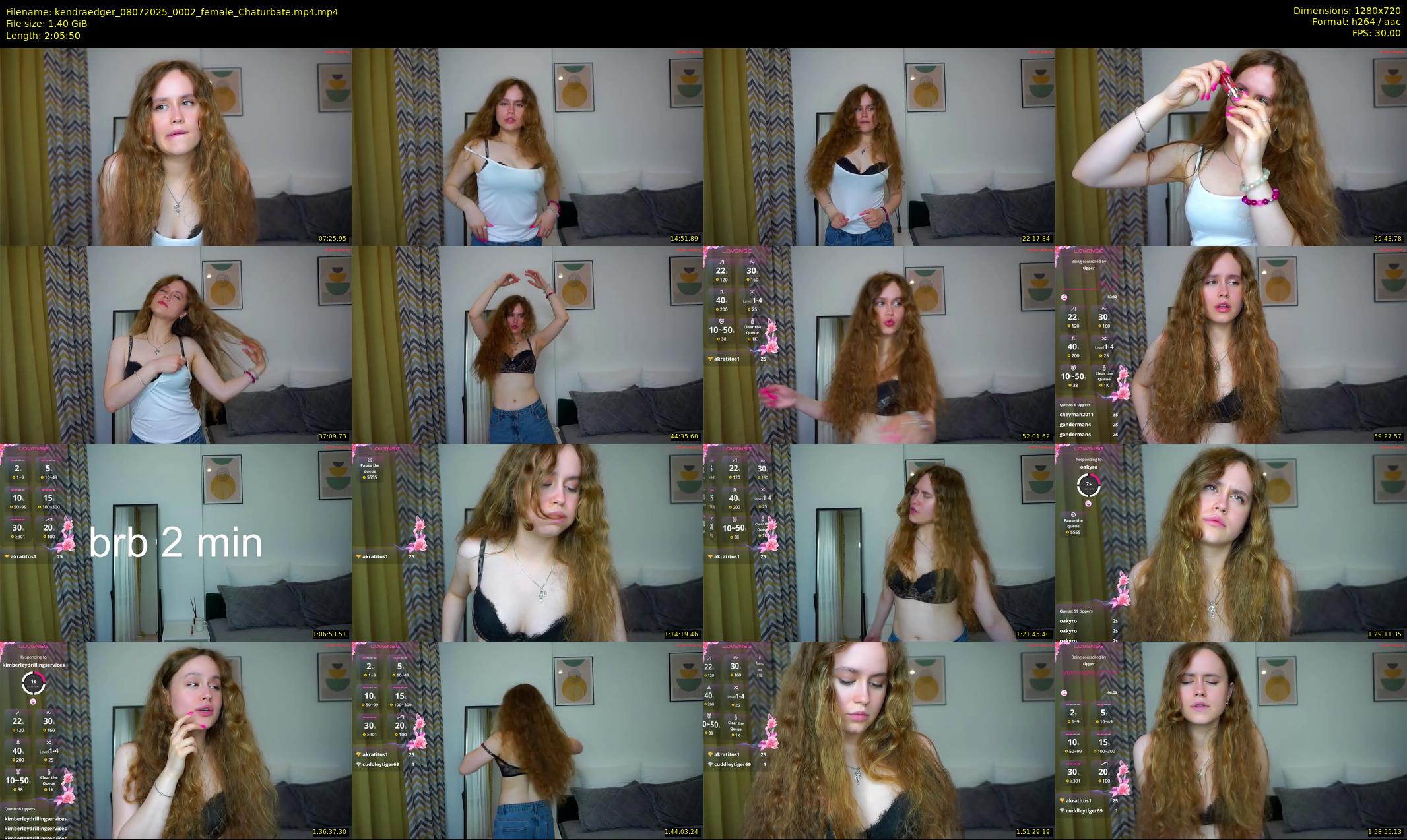 kendraedger — 126 minute Chaturbate female cam show recording, 720p, Jul 8, 2025