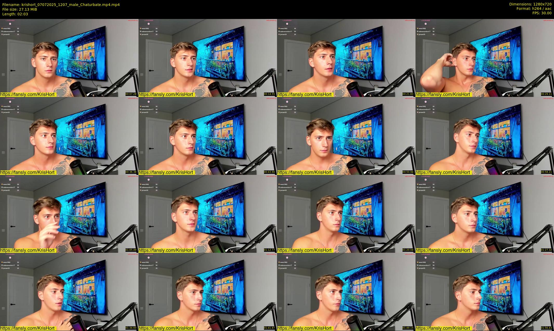 krishort — 3 minute Chaturbate male cam show recording, 720p, Jul 7, 2025