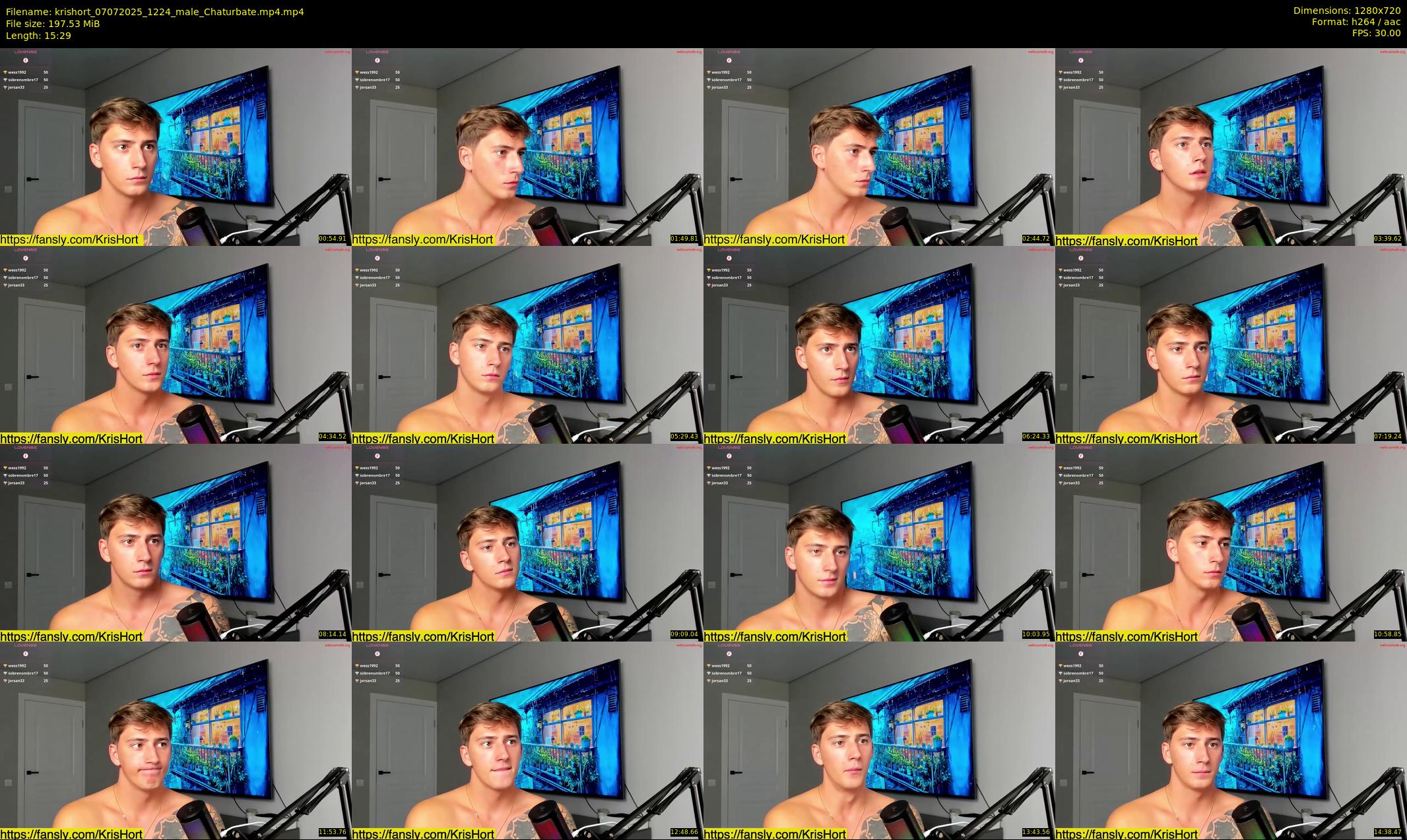 krishort — 16 minute Chaturbate male cam show recording, 720p, Jul 7, 2025
