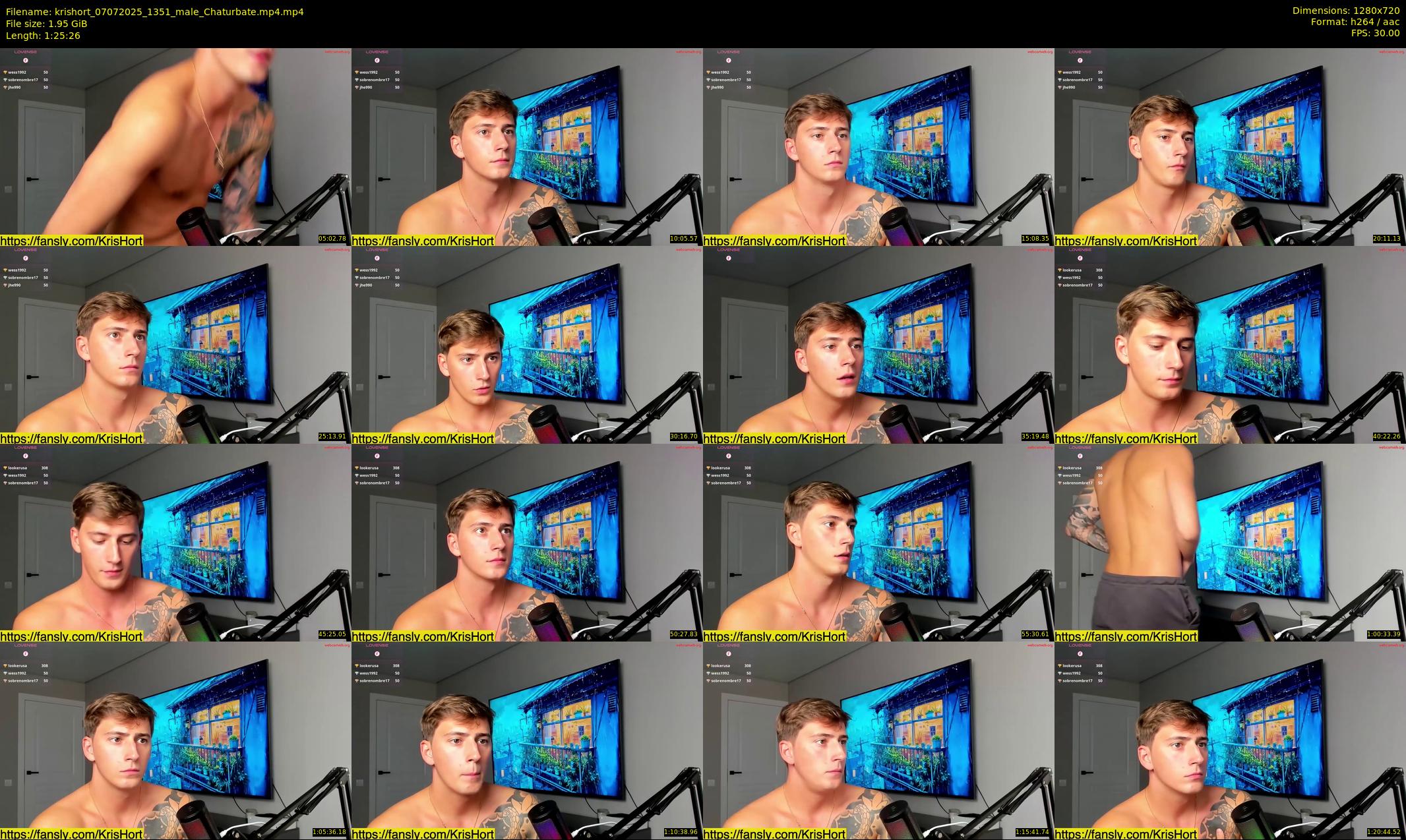 krishort — 86 minute Chaturbate male cam show recording, 720p, Jul 7, 2025
